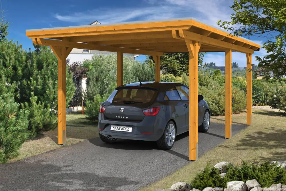 SKAN HOLZ Carport Emsland 354 x 604 cm mit Aluminiumdach