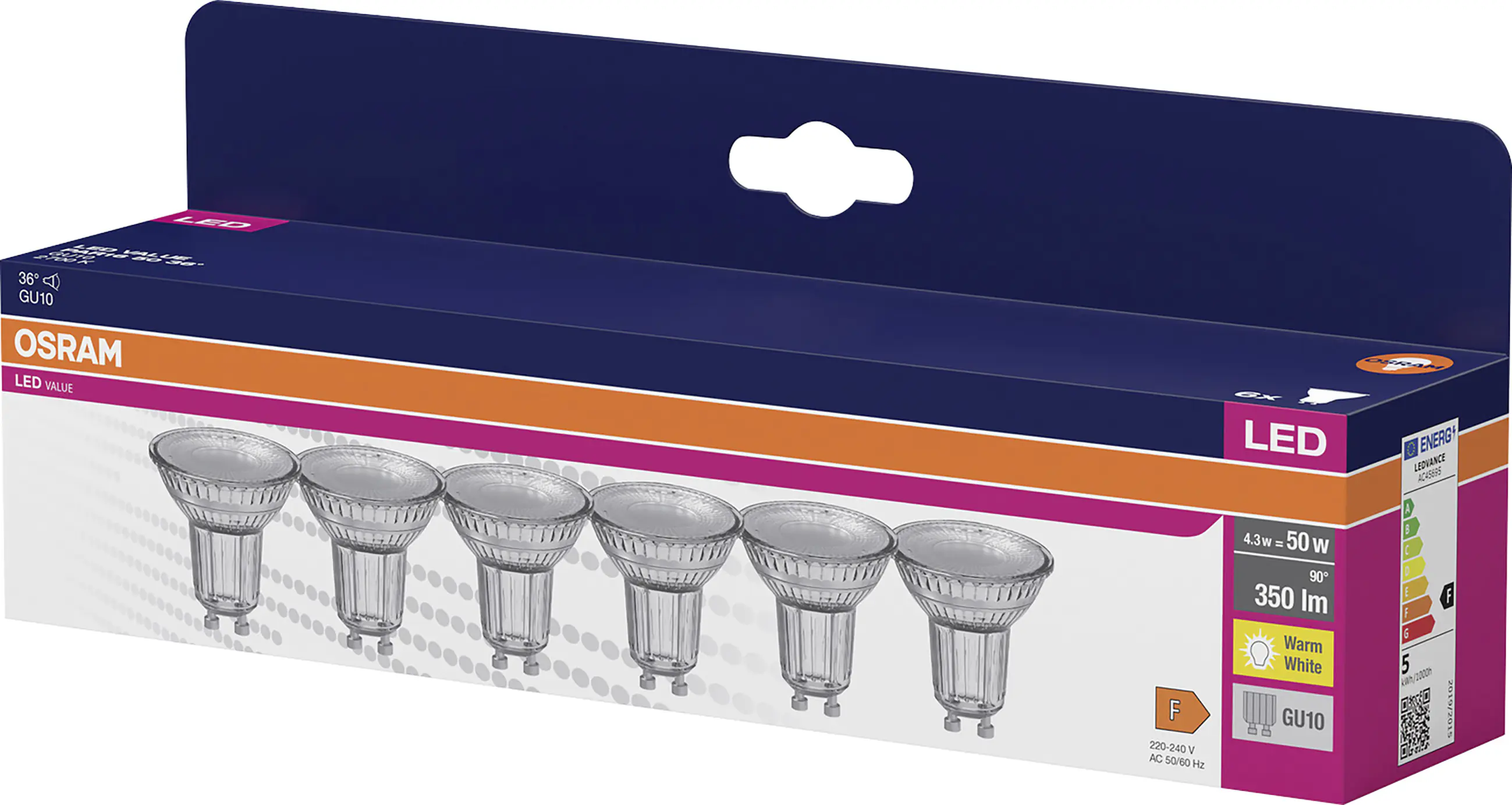 Osram LED Reflektor PAR16 GU10 4,3 W warmweiß klar 6er Pack Osram LED Reflektor PAR16 GU10 4,3 W warmweiß klar 6er Pack