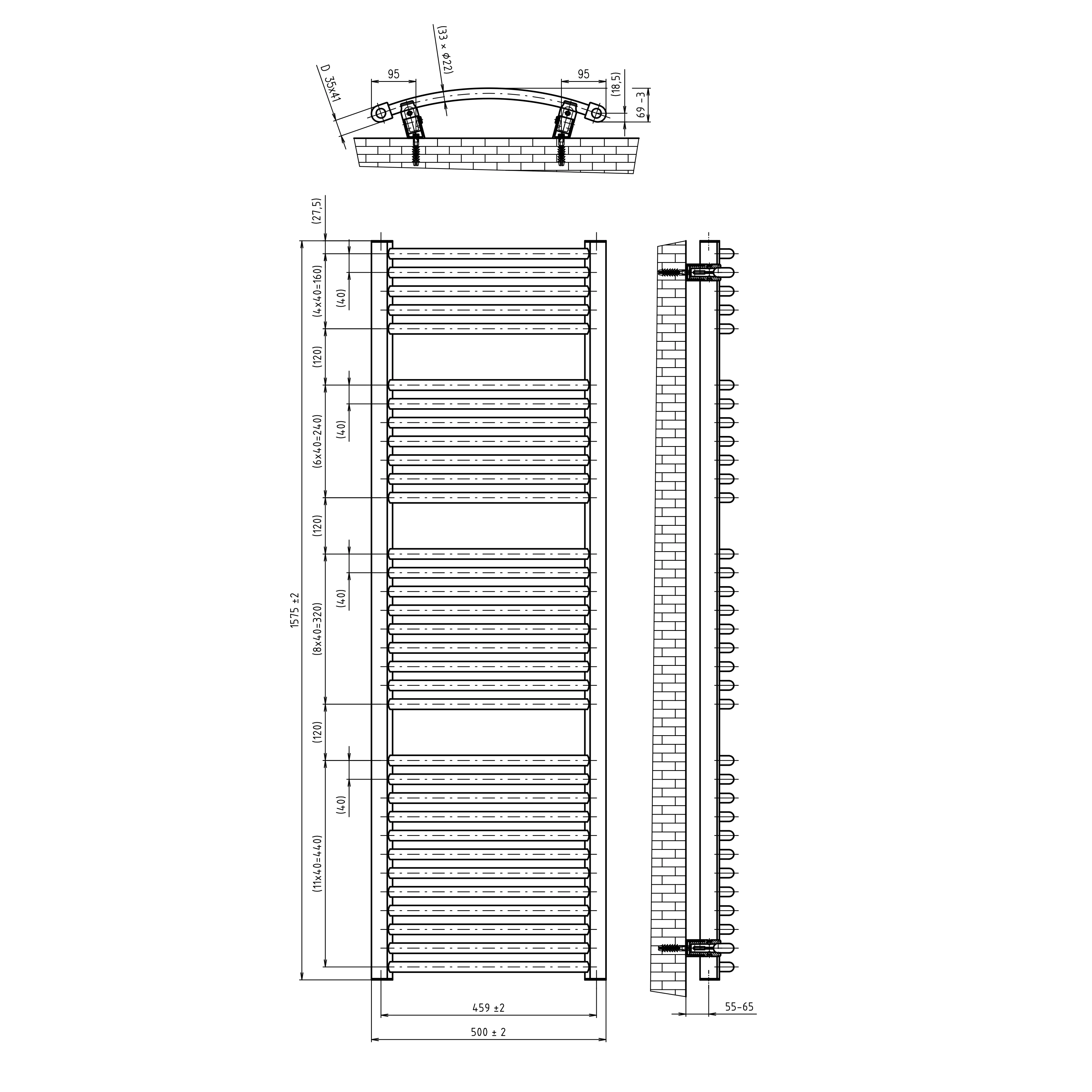 Schulte Badheizkörper München Rund 157,5 x 50 cm 776 Watt