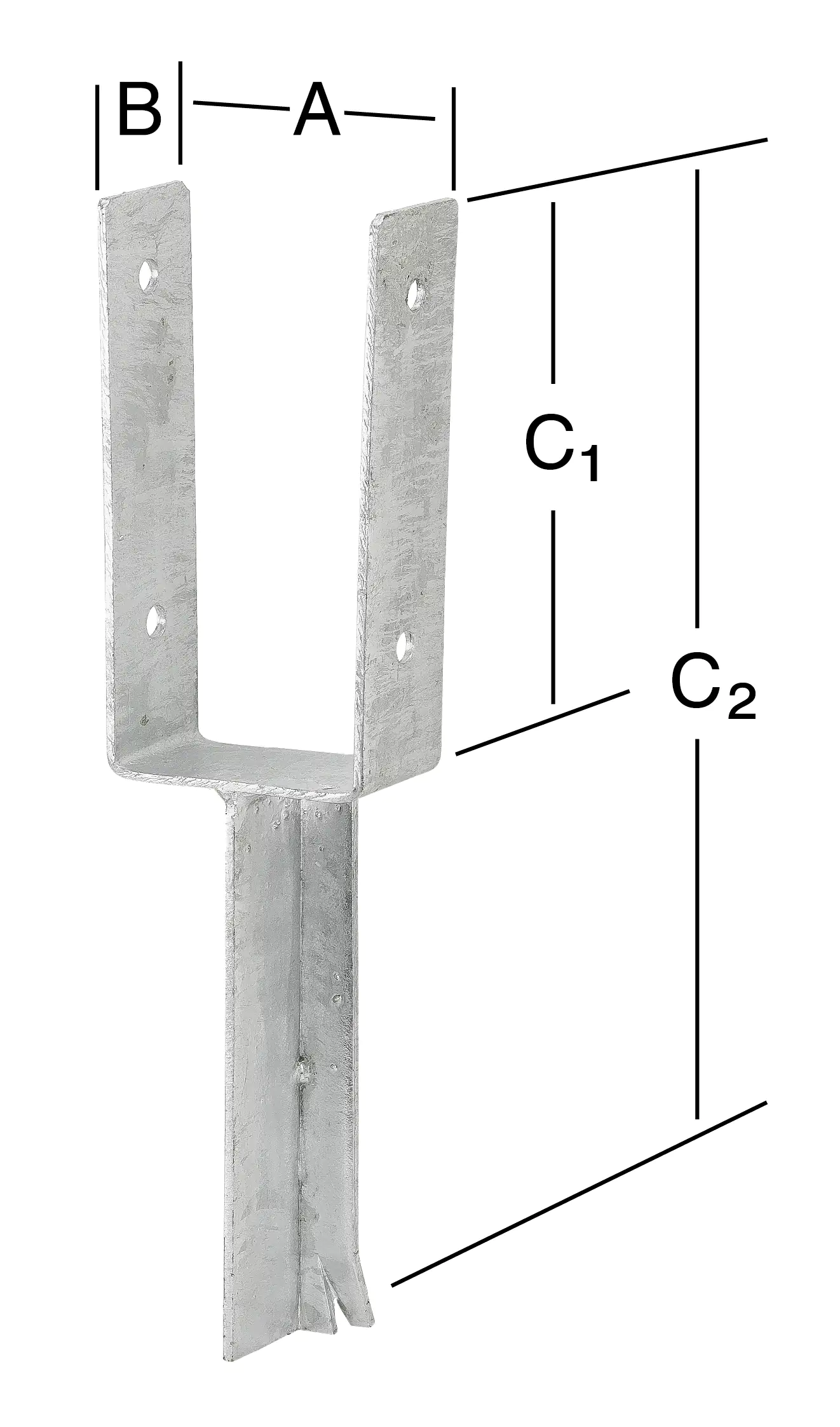 Vormann Schwere Stützenschuhe feuerverzinkt 91 x 50 x 205/405 mm
