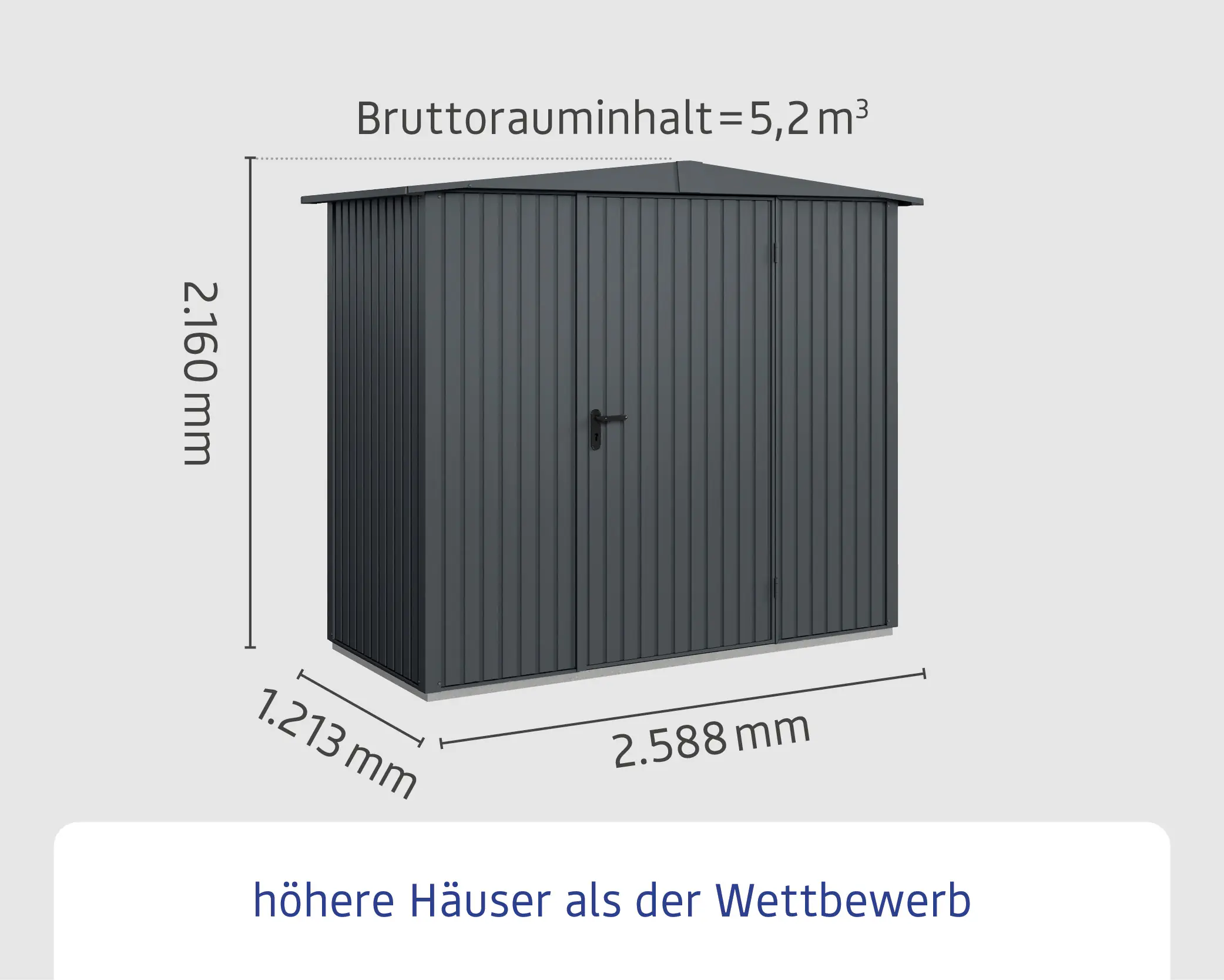 EcoStar Gerätehaus Trend-S Typ 1 258,8 x 121,3 x 216 cm anthrazitgrau