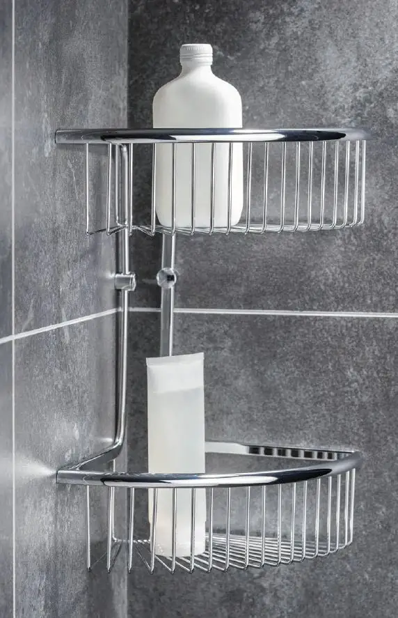 Primaster Eck-Duschkorb Tuna Edelstahl 2 Ablagen chrom