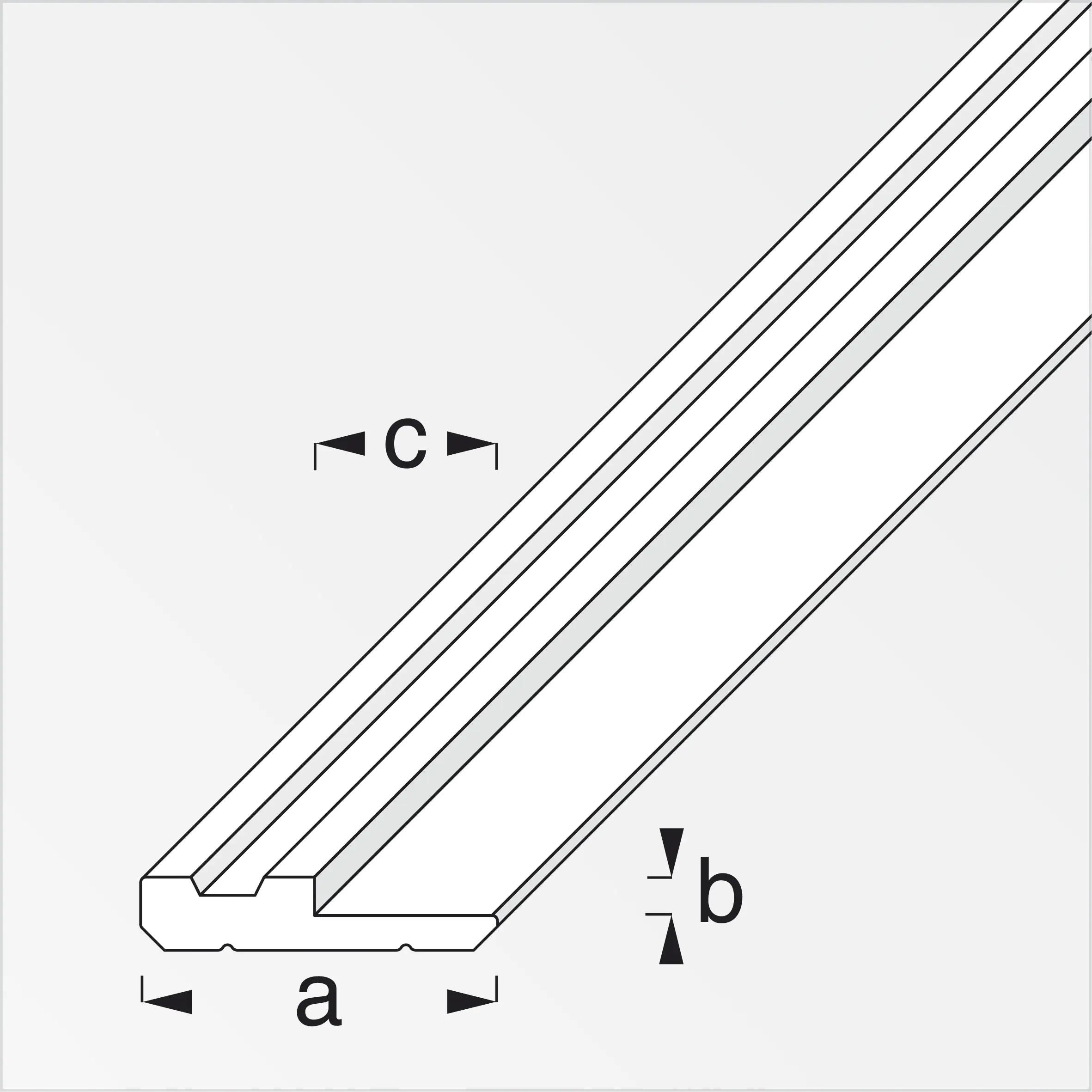alfer Träger-Profil, einseitig 1 m, 19.5 x 2.1 x 10 mm Aluminium roh blank