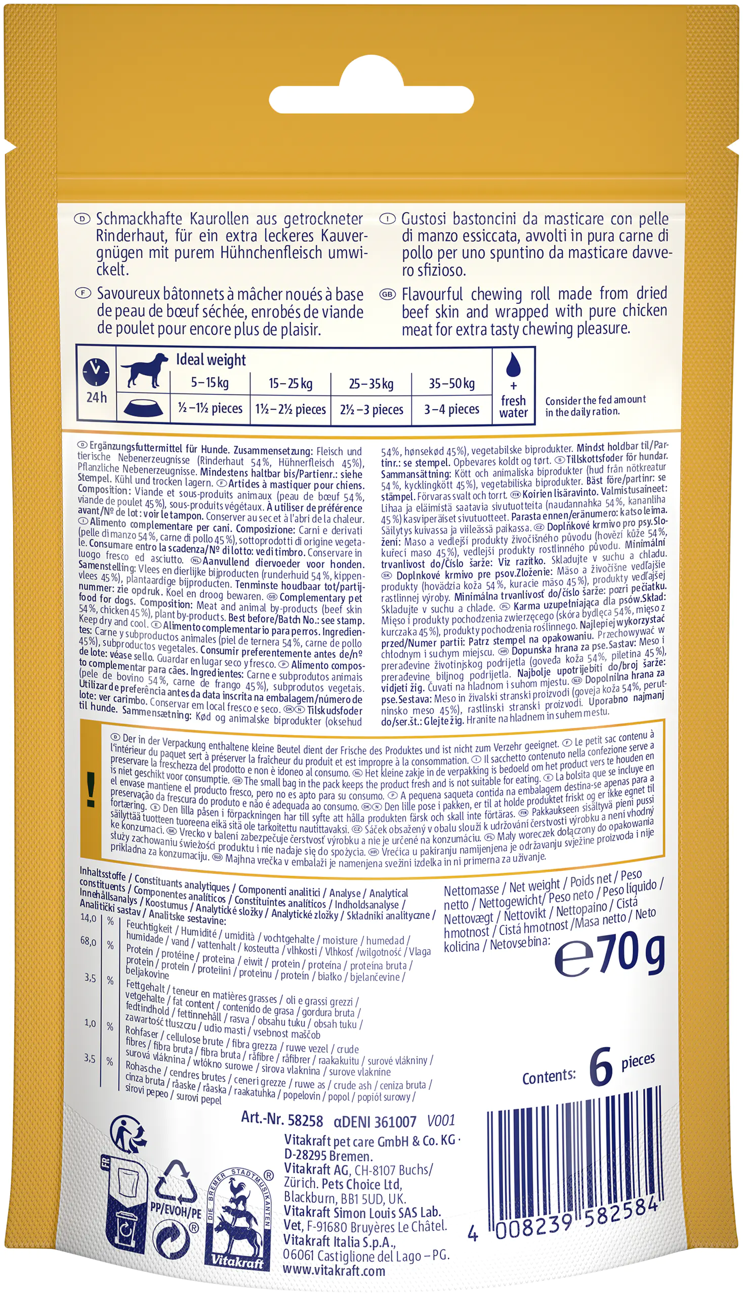 Vitakraft DeliChews Kaurollen Huhn 6 Stück