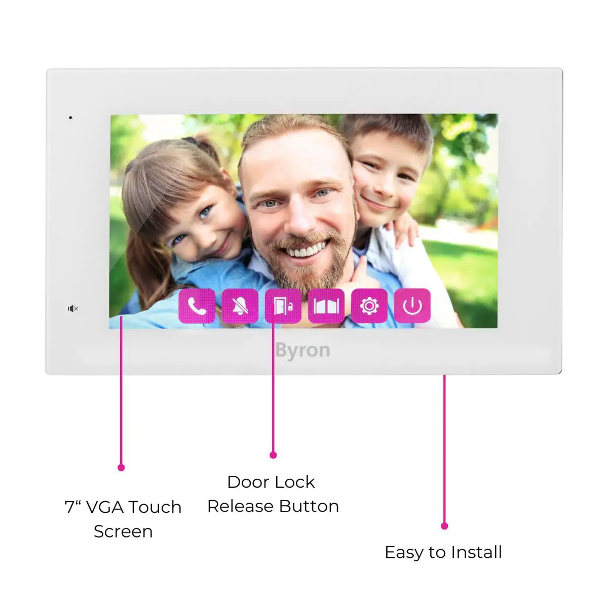Byron Video-Türsprechanlage DIC-25712 7 Zoll Display, kabelgebunden Byron Video-Türsprechanlage DIC-25712 7 Zoll Display, kabelgebunden