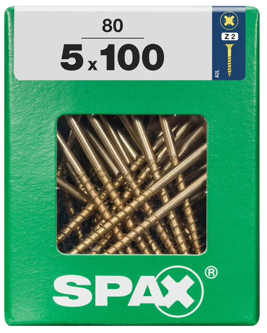 Spax Universalschrauben 5.0 x 100 mm PZ 2 - 80 Stk. Spax Universalschrauben 5.0 x 100 mm PZ 2 - 80 Stk.