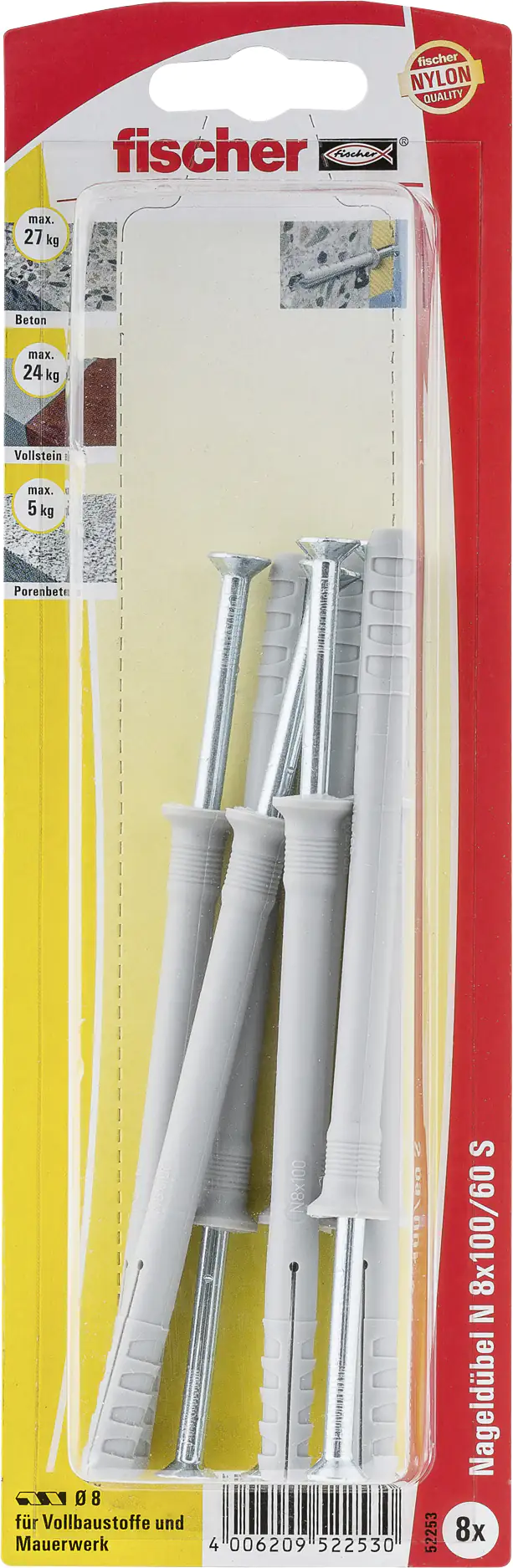 Fischer Nageldübel N 8.0 x 100 mm - 8 Dübel