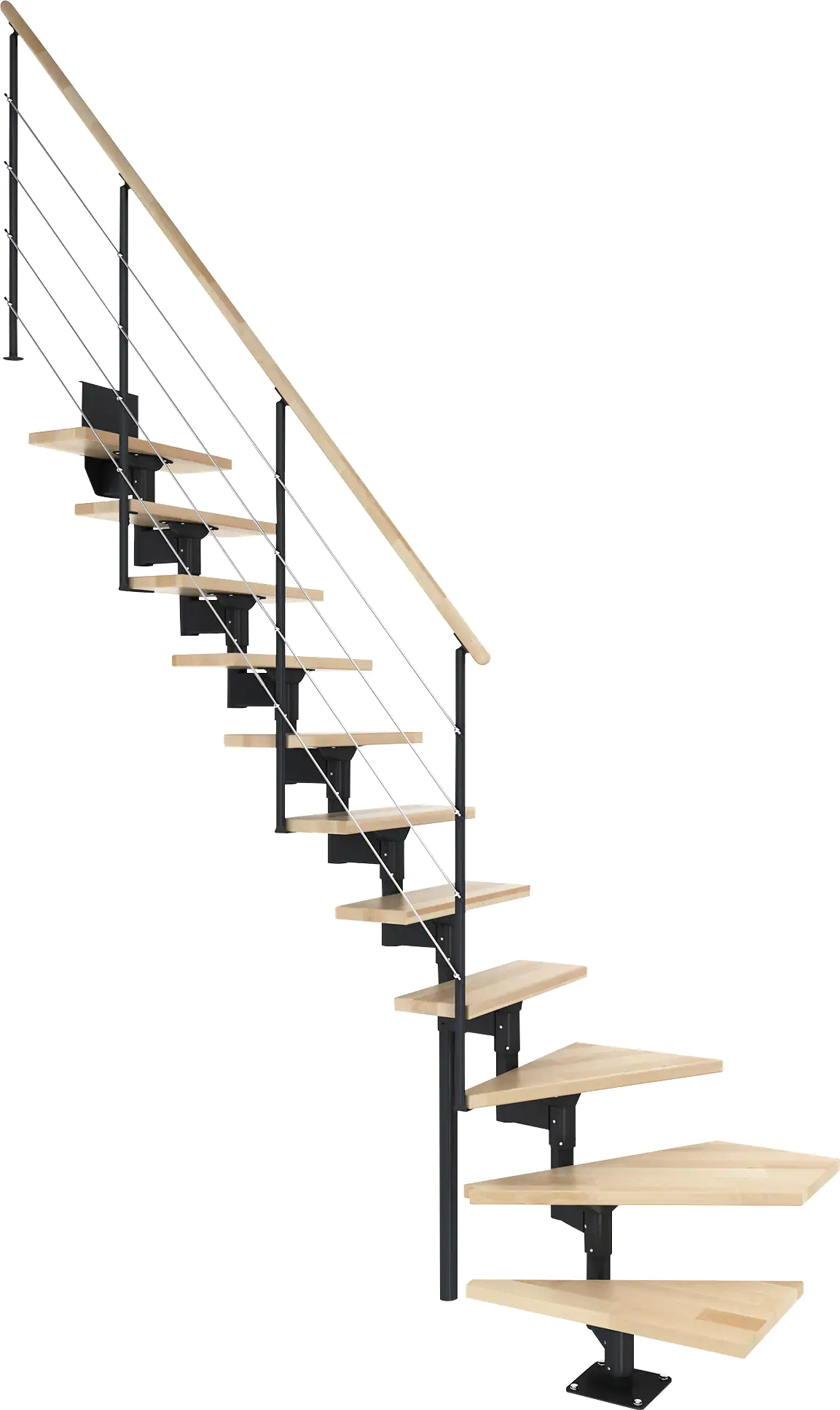 Dolle Mittelholmtreppe Boston 1/4gew. Anthrazit 11 Stufen Buche