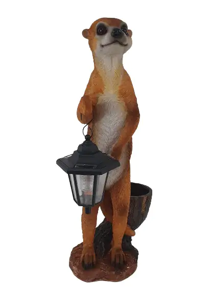 Dekofigur Erdmännchen mit Laterne 62 x 20 cm braun