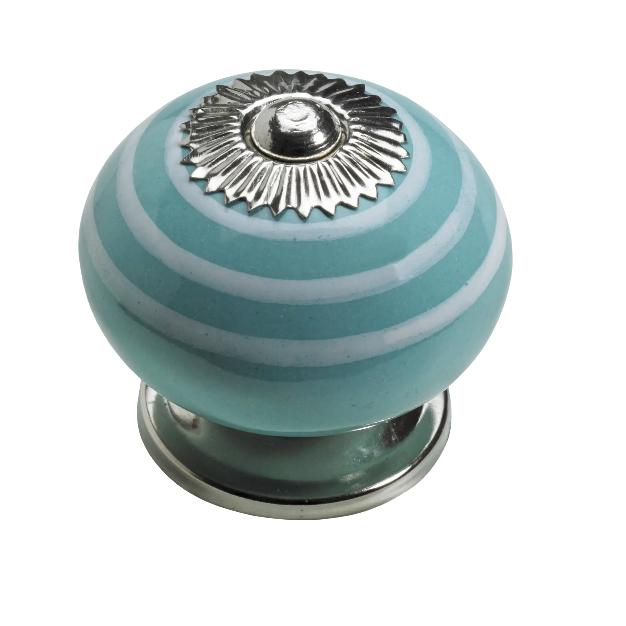Hettich Möbelknopf Keramik türkis mit weißen Streifen Ø 40,0 mm - 1 Stück