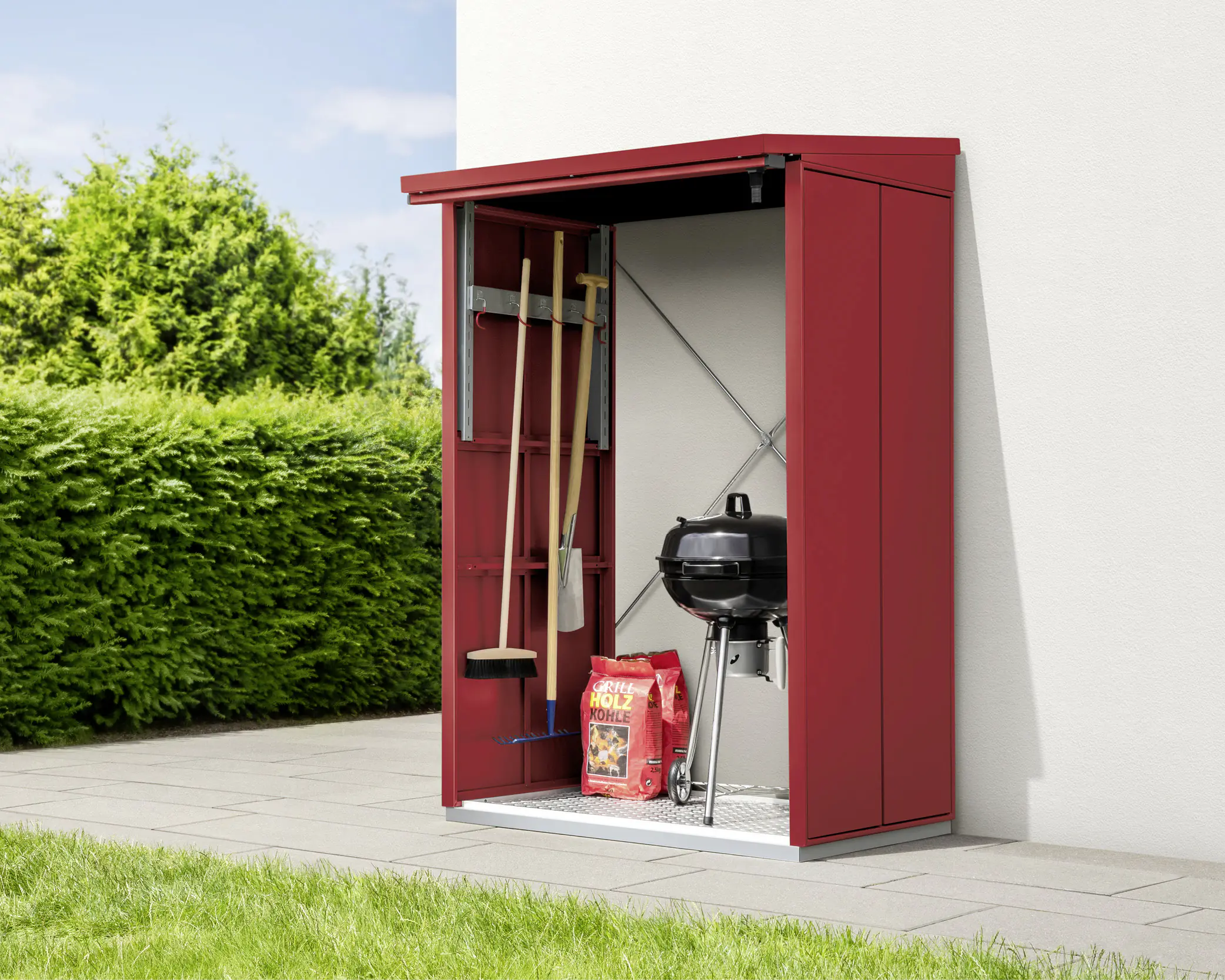 Ecostar Kaminholzregal Elegant-V Typ 1, purpurrot, mit Verstrebung
