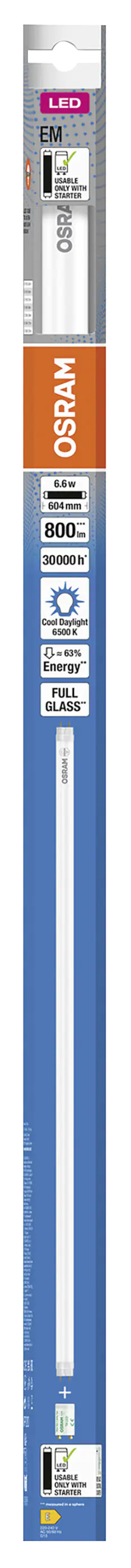 Osram LED Röhre T8 60 cm G13 6,6 W kaltweiß Osram LED Röhre T8 60 cm G13 6,6 W kaltweiß