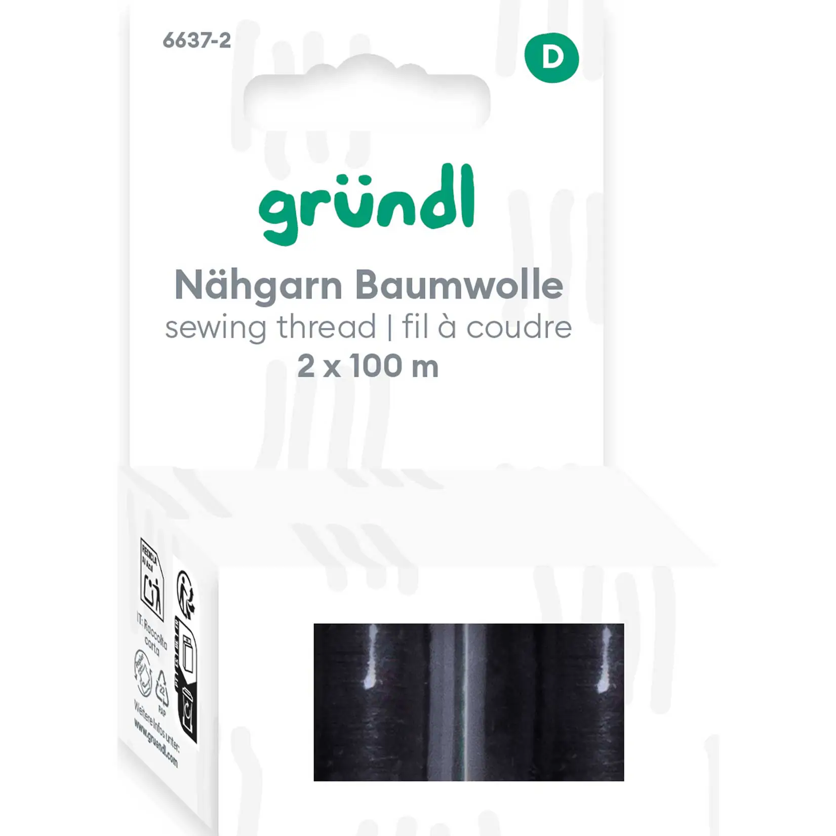 Gründl Nähgarn Baumwolle schwarz 2 x 100 m
