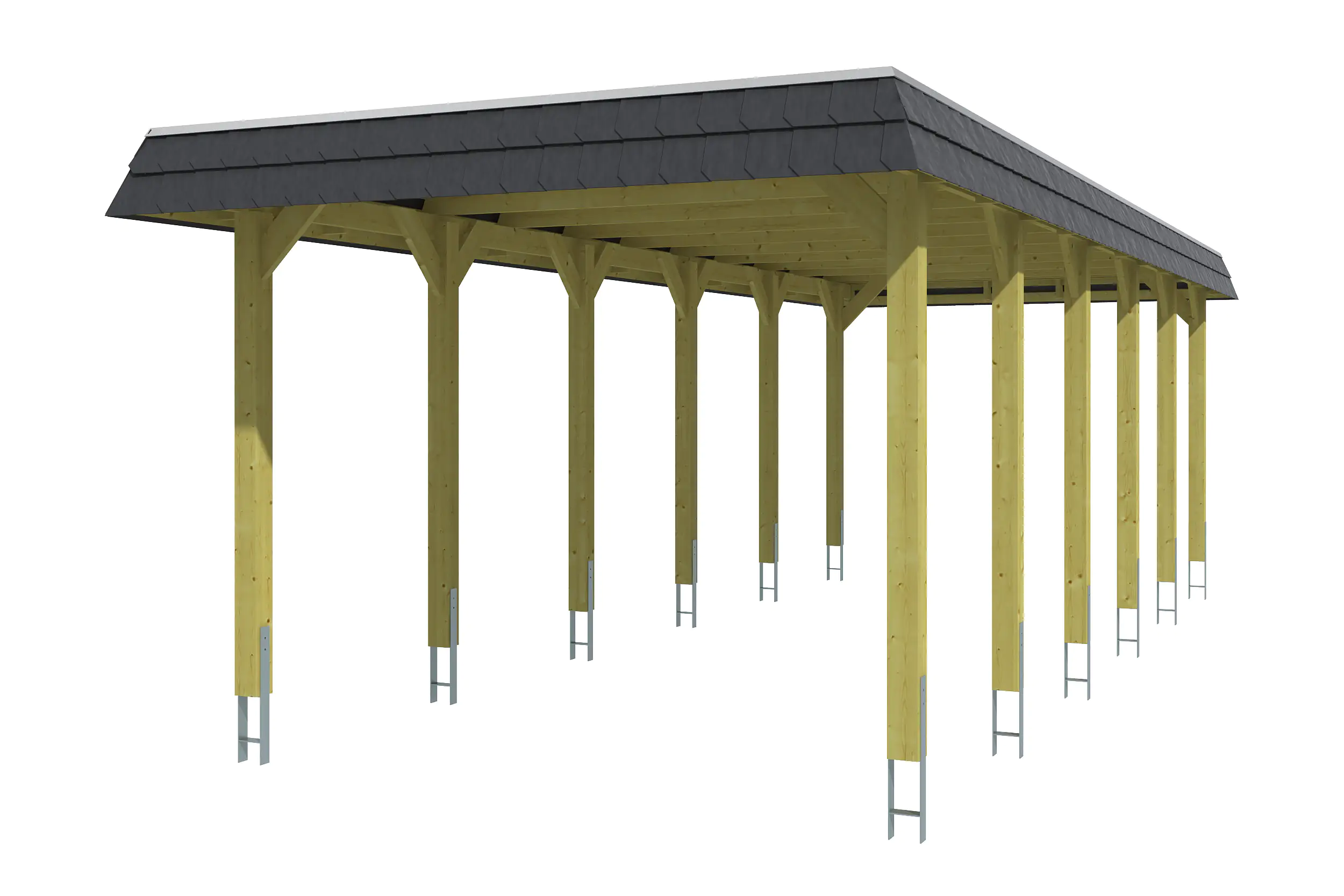 4018211034161_02 SKAN HOLZ Carport Spreewald 345 x 893 cm mit EPDM-Dach, schwarze Blende