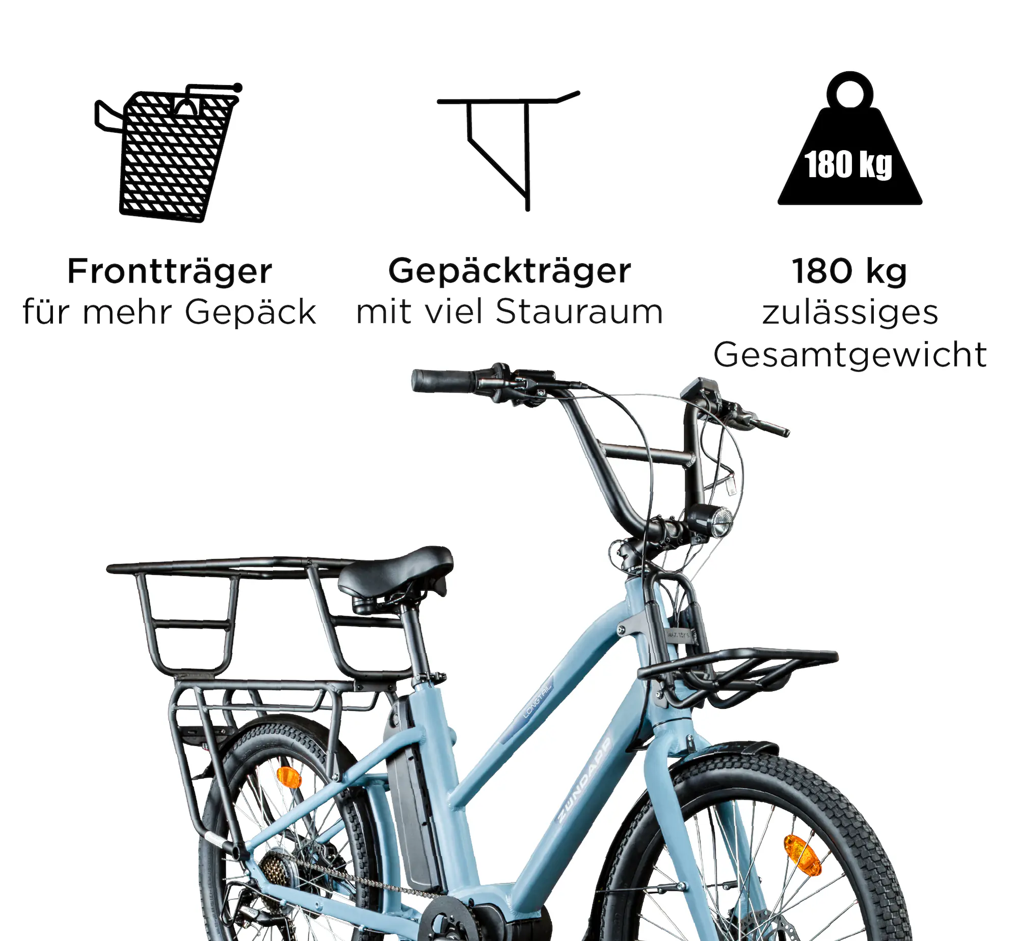 Zündapp E-Bike Longtail M400 24 Zoll 7-Gang 504 wh blau