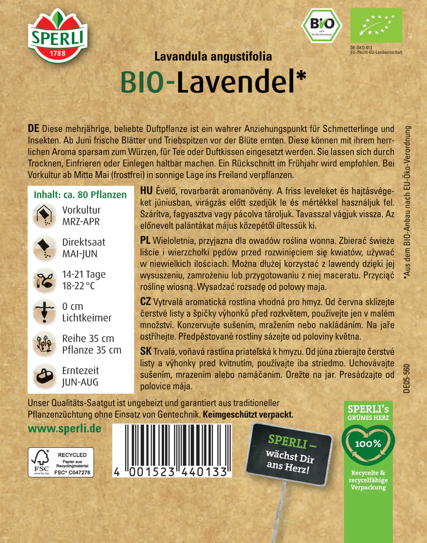 Sperli BIO Lavendel Sperli BIO Lavendel