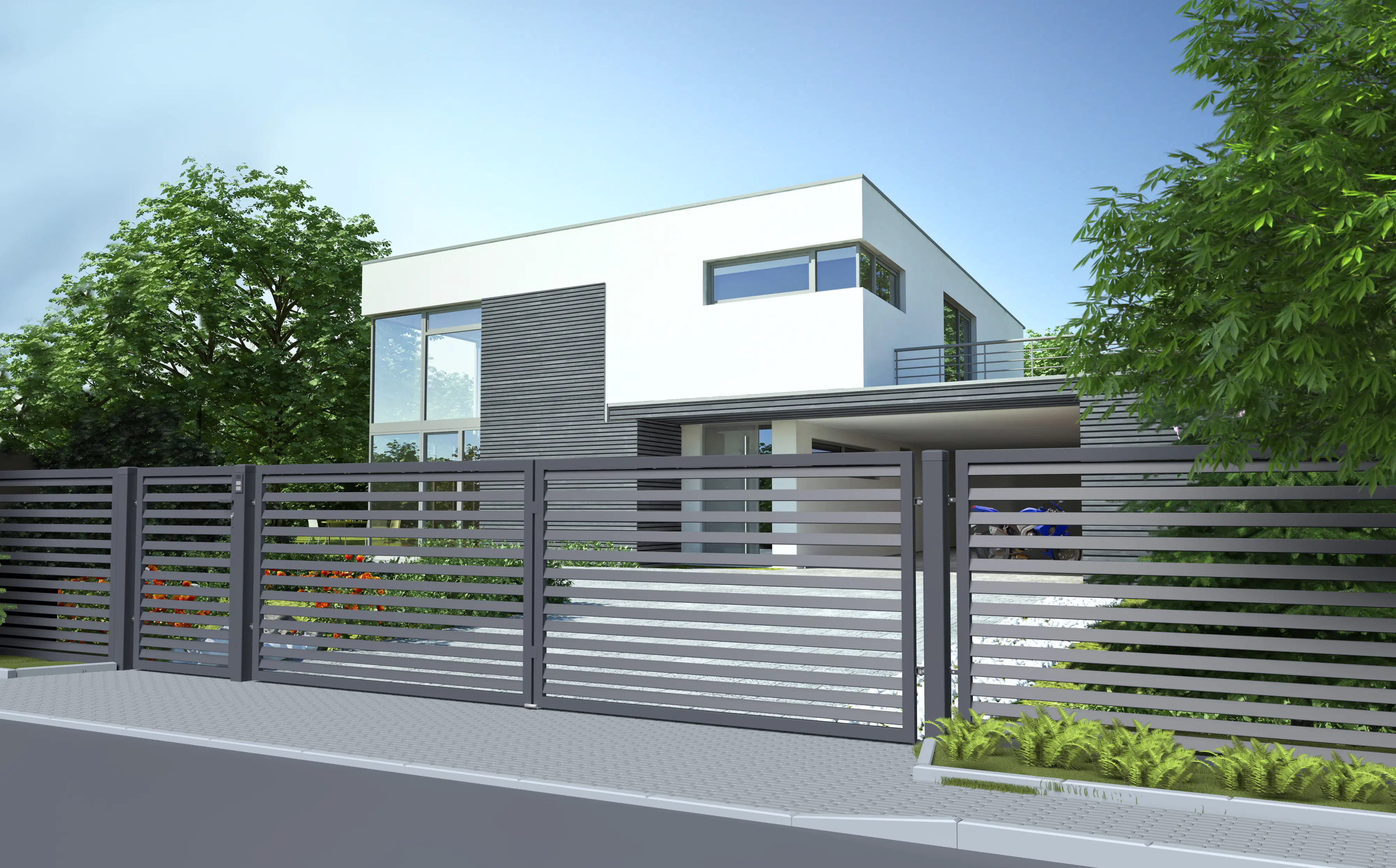 Polbram Doppeltor Leni 120 inkl. Zubehör-Set 300 x 120 cm, RAL-Farbe 7016