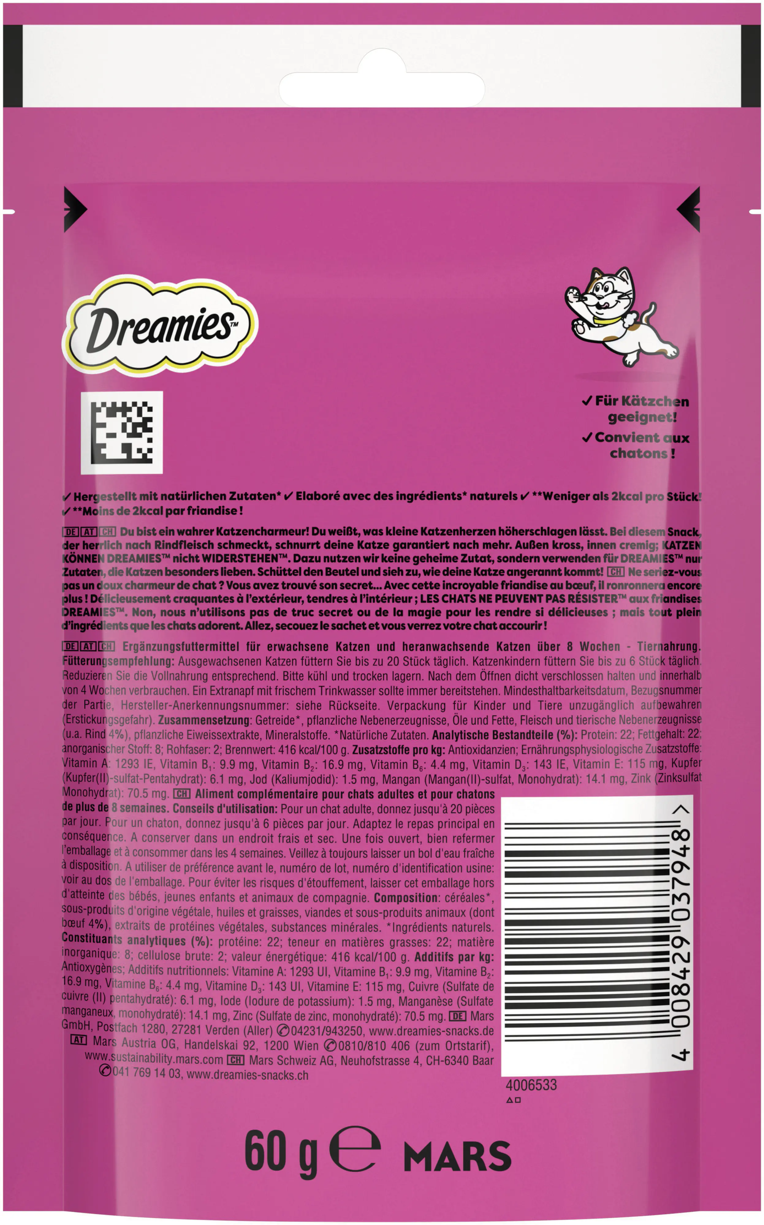 Dreamies Katzensnack Rind 60 g