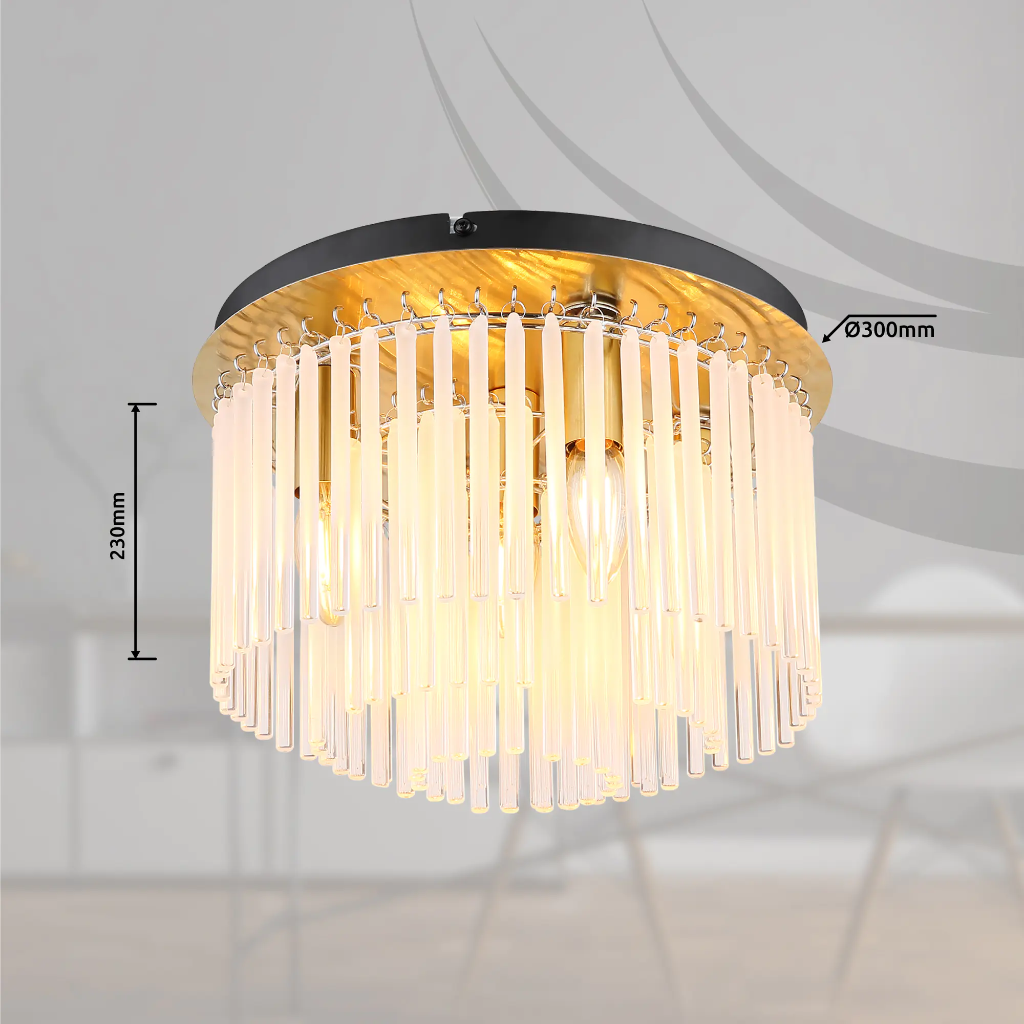 Globo Deckenleuchte Gorley 5-flammig, E14, IP20, gold/schwarz