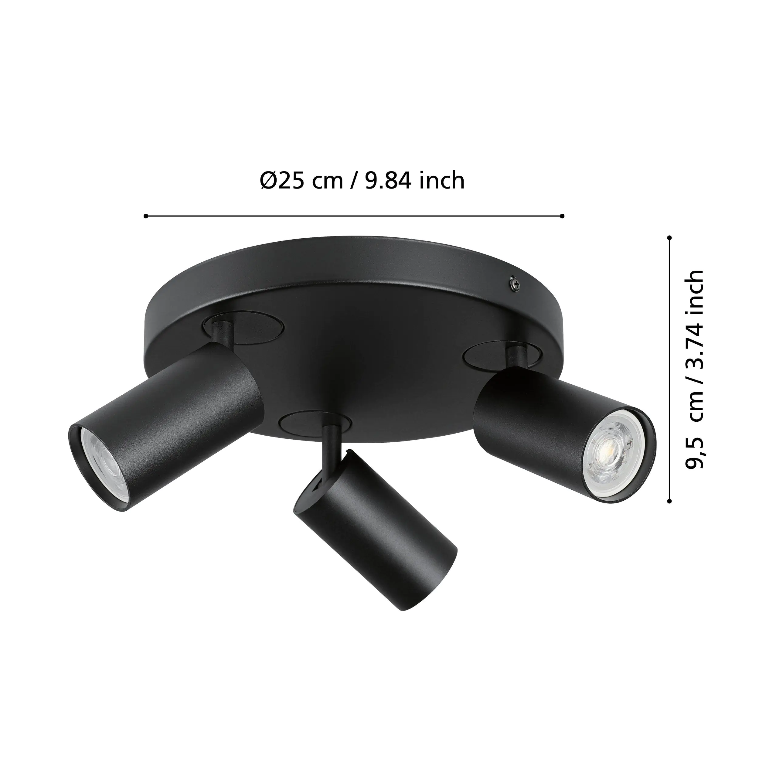 Eglo Connect 3er LED Spot Rondell Telimbela-Z schwarz Ø 25 cm