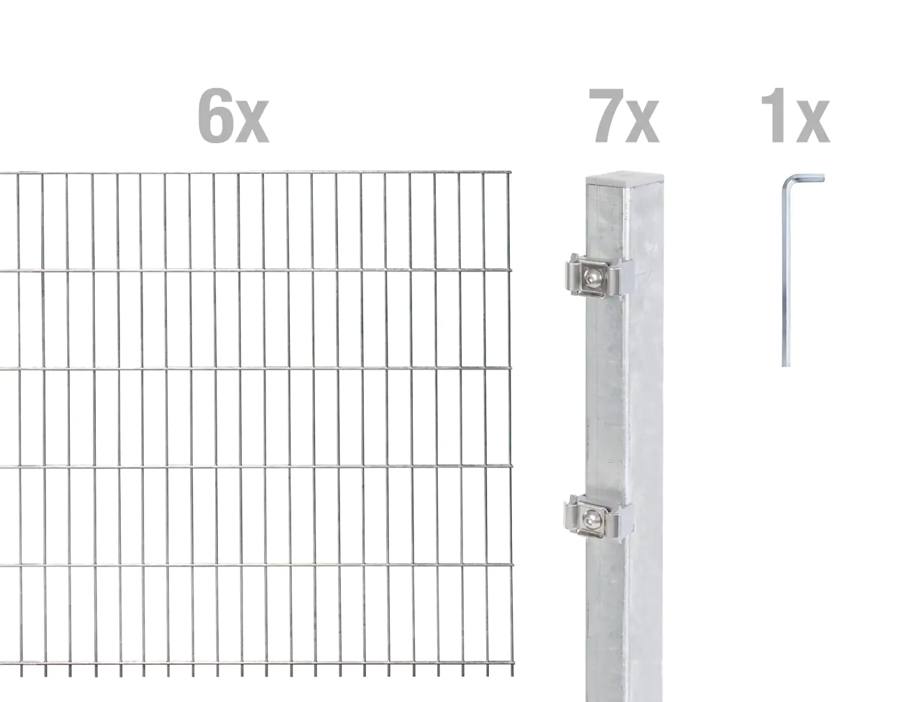 Alberts Doppelstabmatten-Grundset 12 m 200 x 100 cm 6/5/6 feuerverzinkt