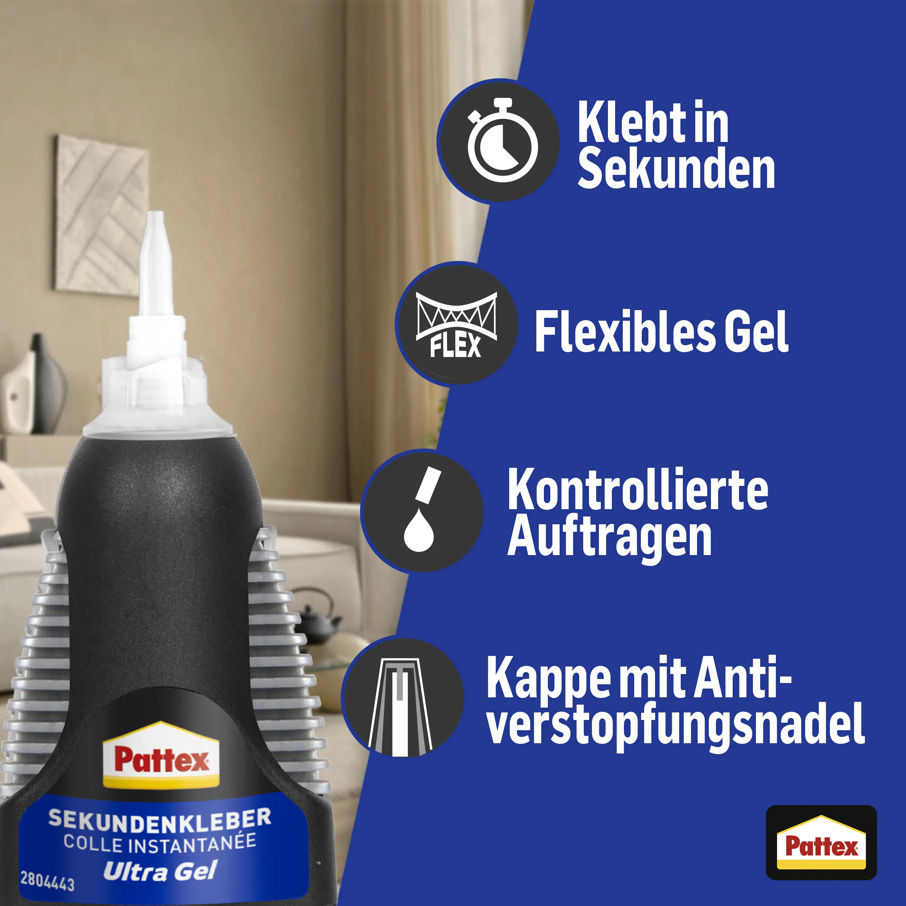 Pattex Sekundenkleber Ultra Gel Matic 3 g Spender, trocknet transparent Pattex Sekundenkleber Ultra Gel Matic 3 g Spender, trocknet transparent