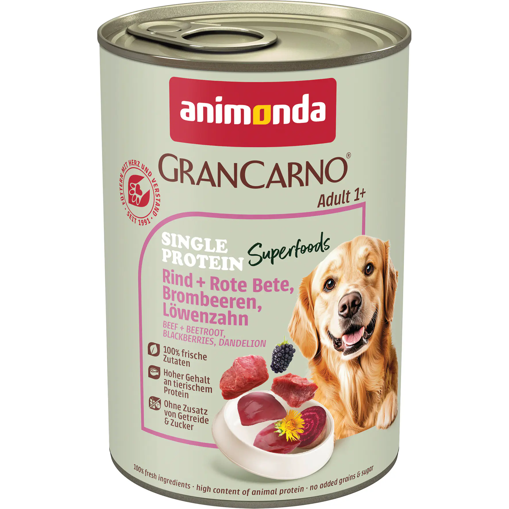 Animonda GranCarno Hundenassfutter Adult Superfoods getreidefrei 400 g Rind