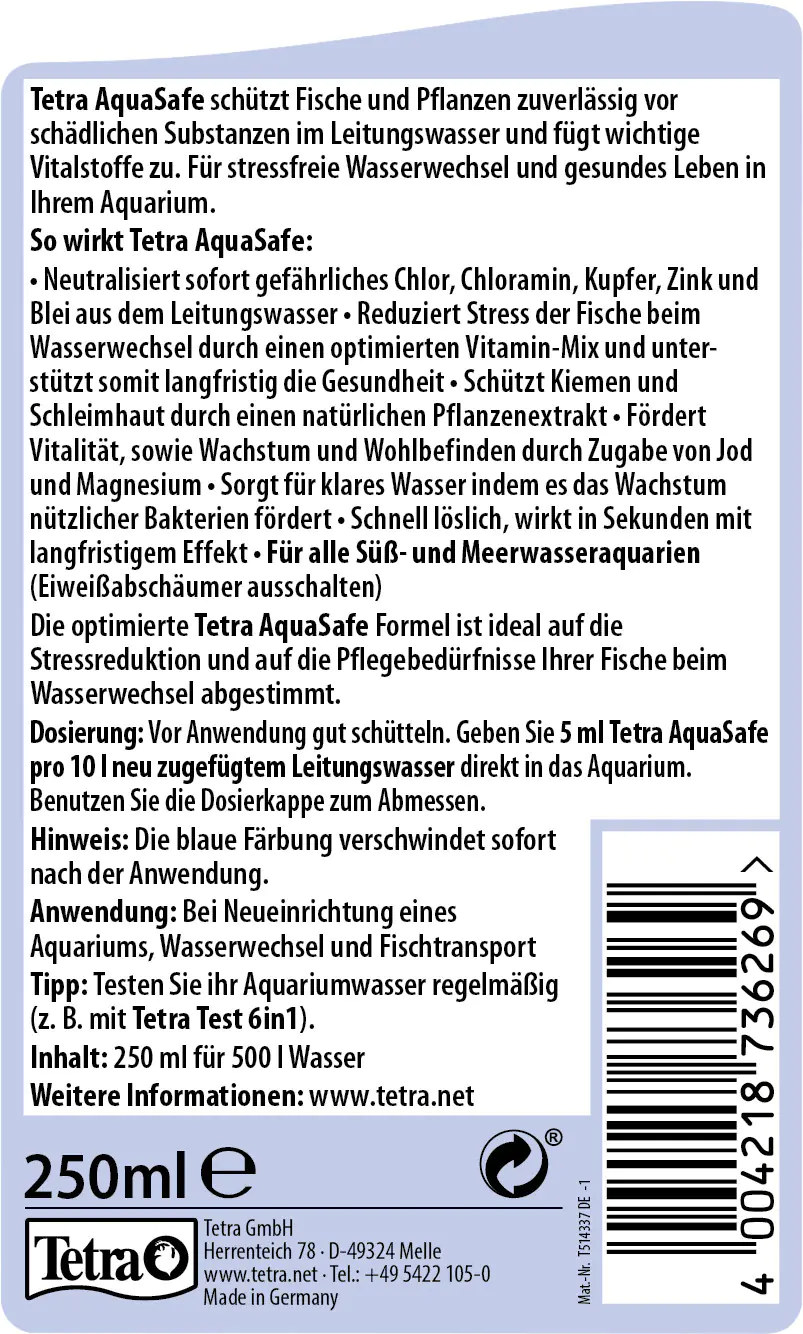 Tetra AquaSafe 250 ml Tetra AquaSafe 250 ml