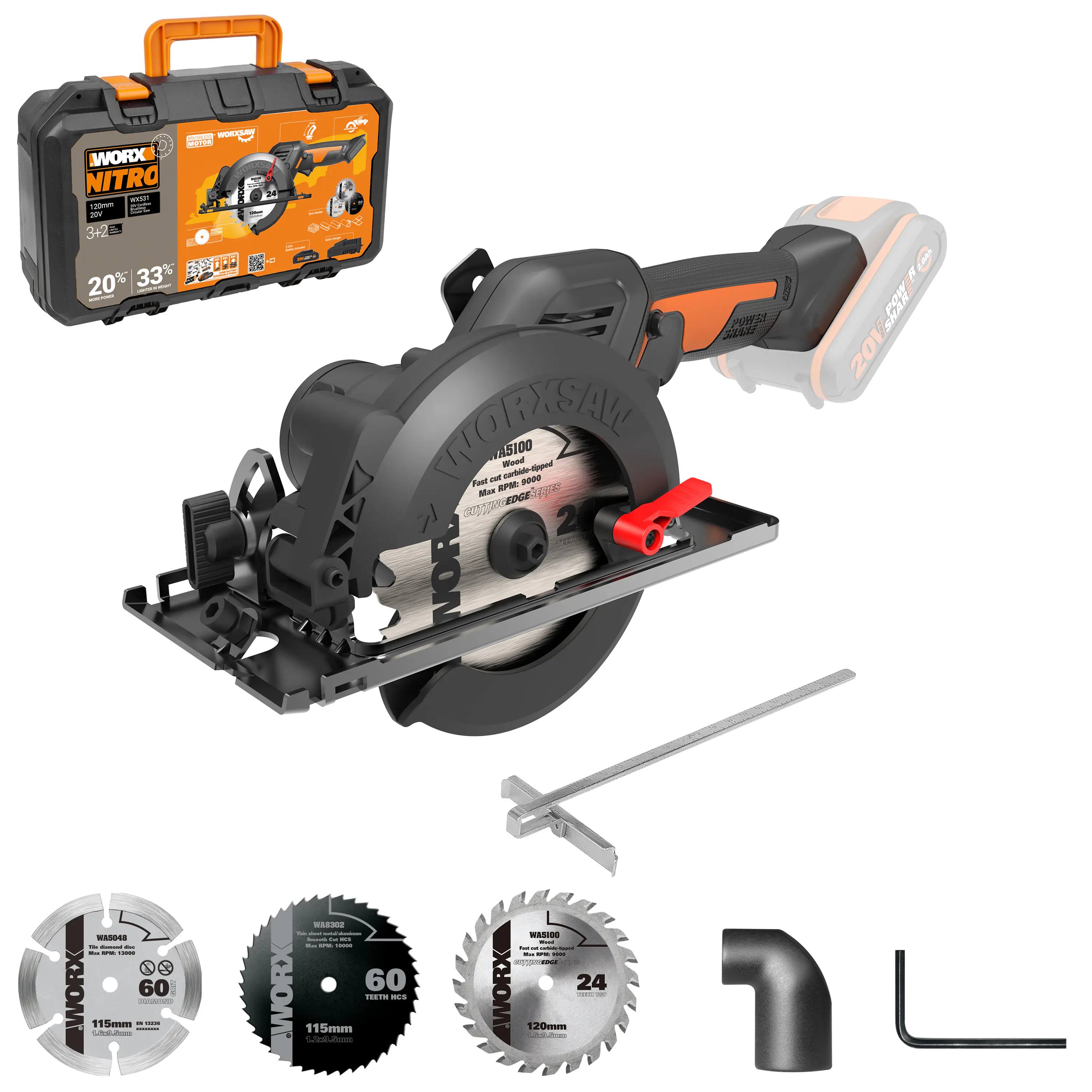 Worx Nitro Akku Kreissäge WX531.9 20 V Solo Worx Nitro Akku Kreissäge WX531.9 20 V Solo