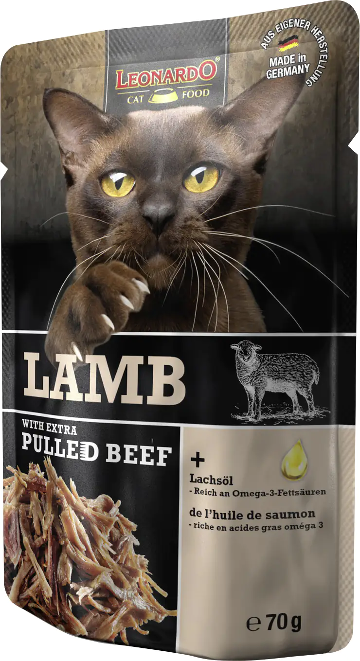 Leonardo Katzennassfutter pulled Beef und Lamb 70 g