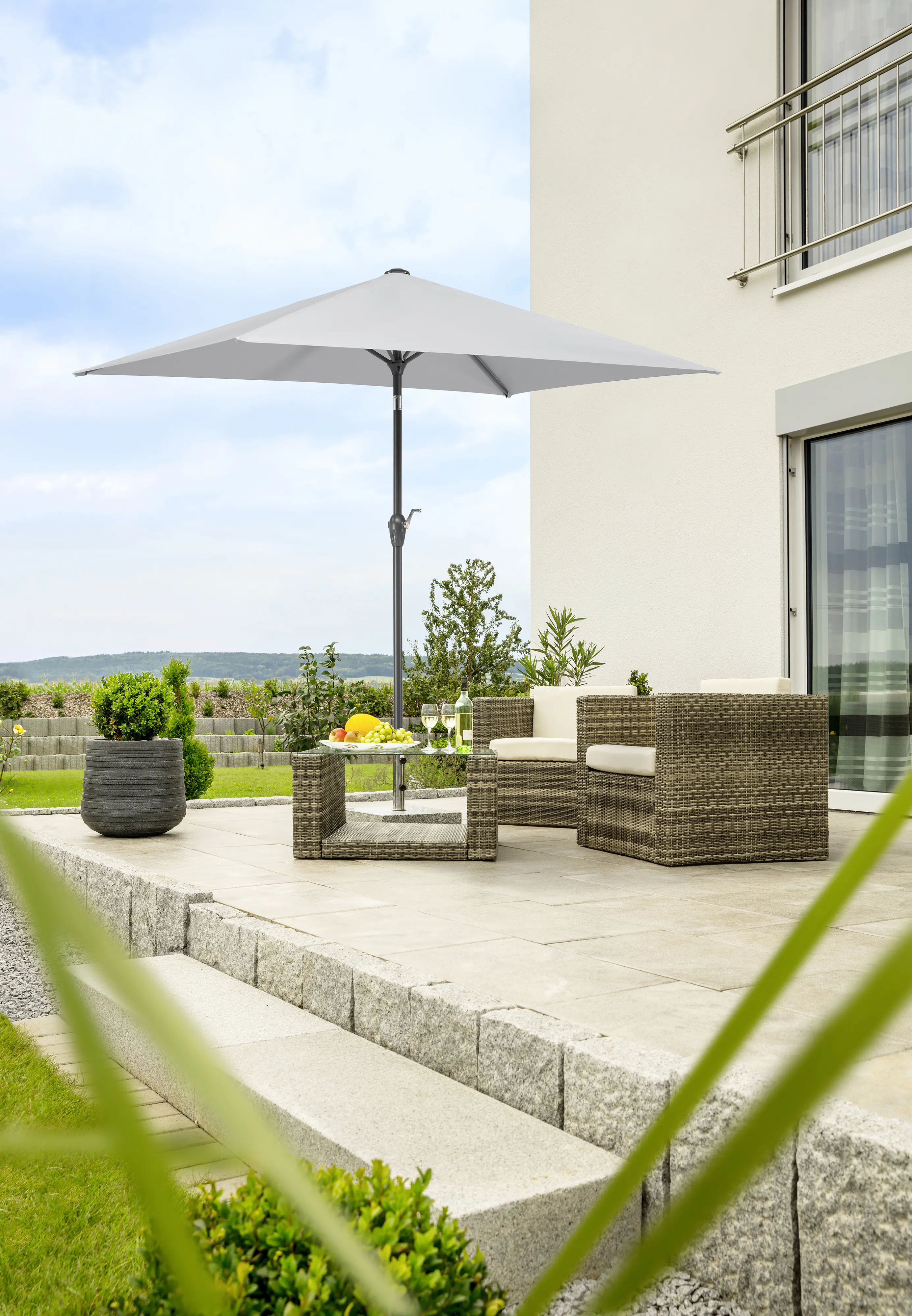 Schneider Sonnenschirm Bilbao silbergrau 210 x 130 cm