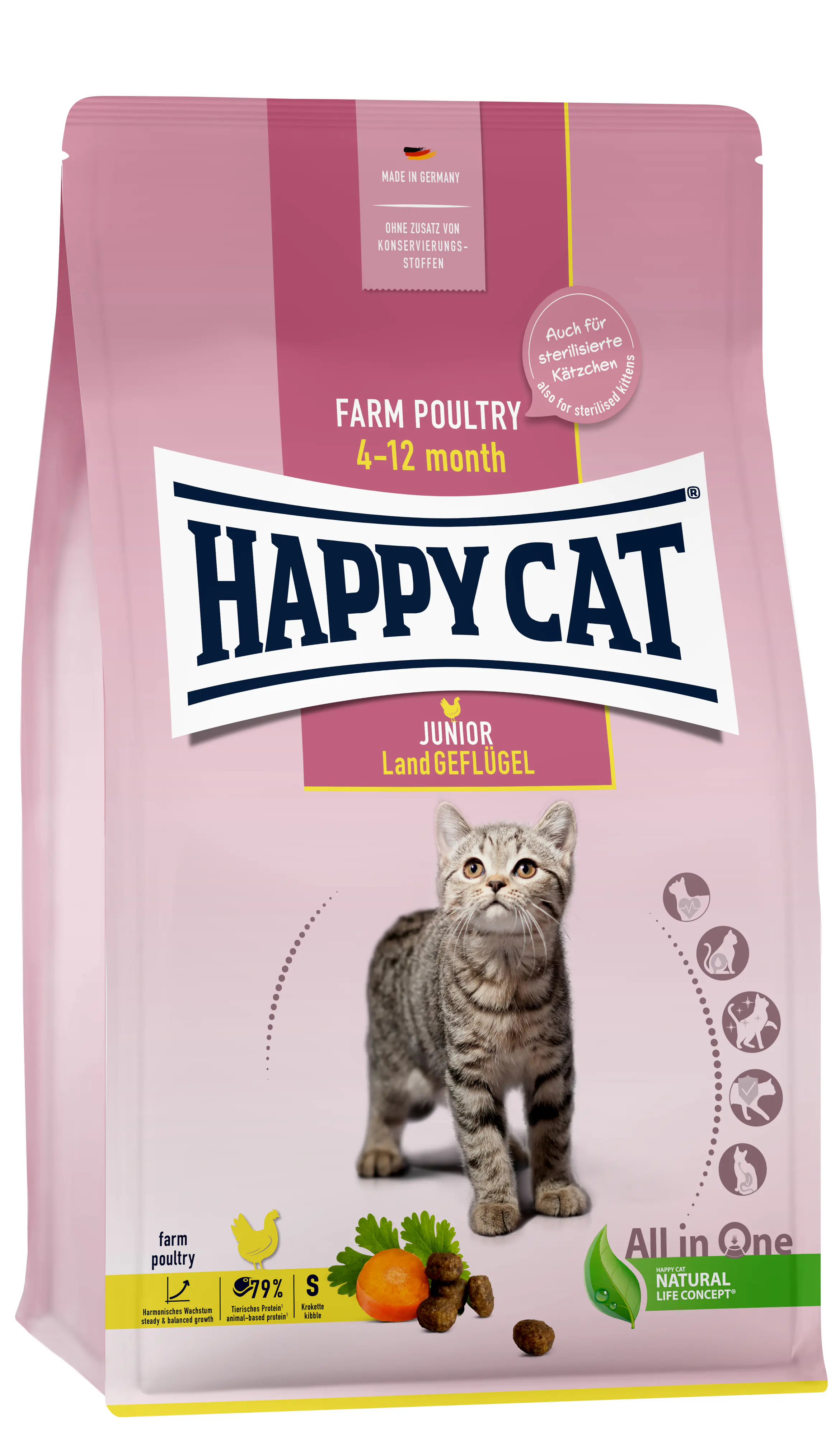 HappyCat Katzenfutter Junior Land Geflügel 1,3 kg