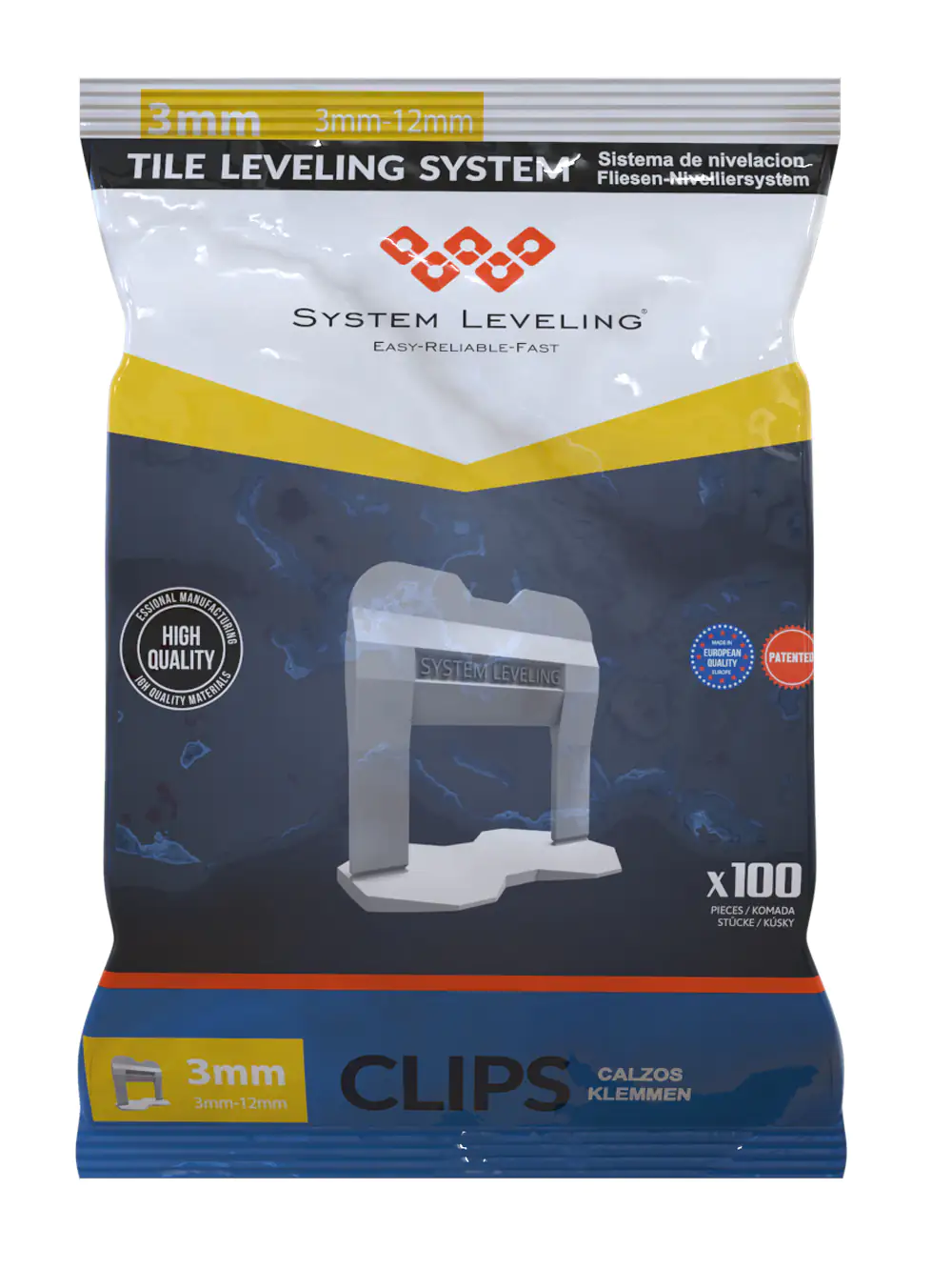 8606107981222 System Leveling Fliesen-Nivellierklemme Fugenbreite 3 mm 100 St transparent