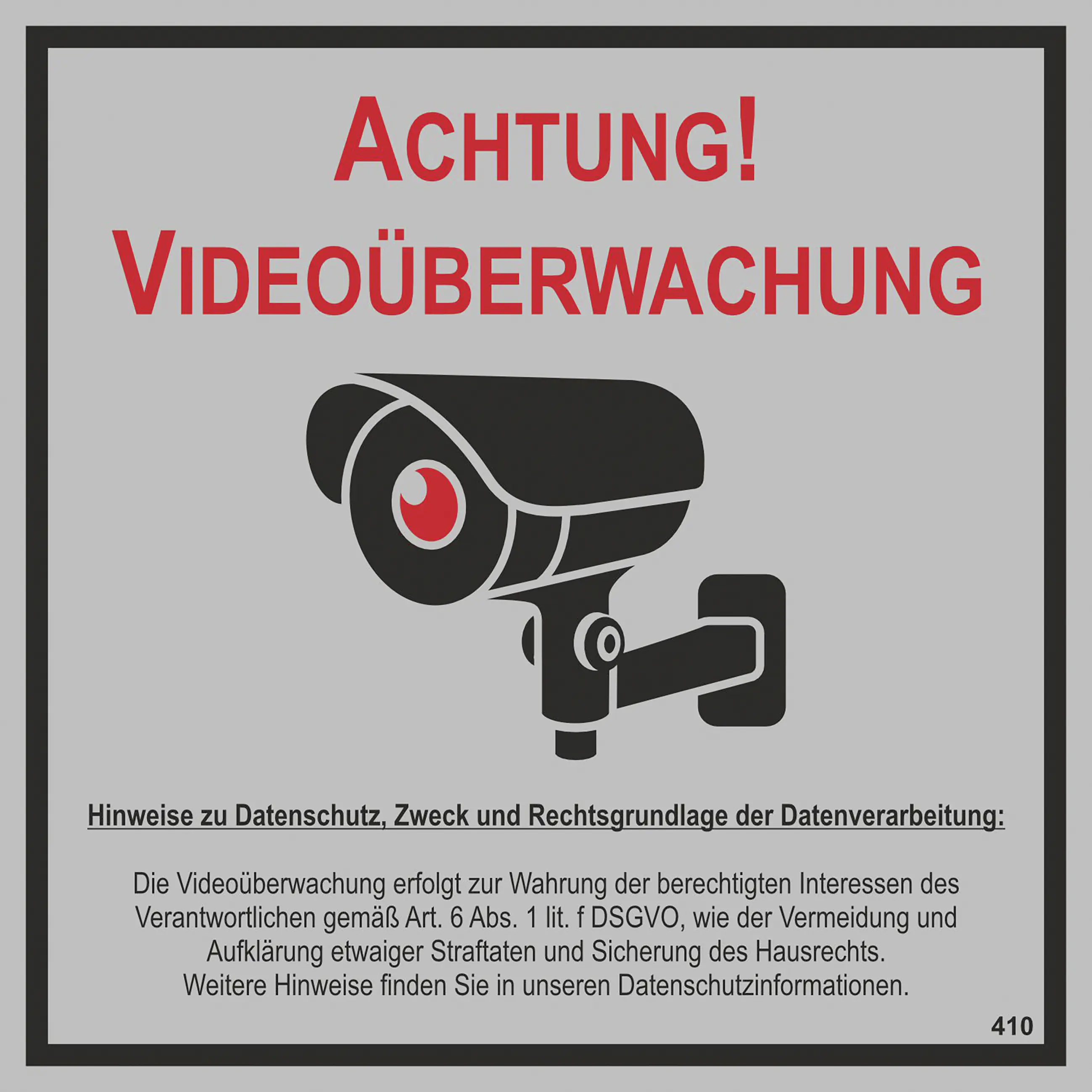 Hermann Schütz Hinweisschild Achtung! Videoüberwachung 15 x 15 cm Hermann Schütz Hinweisschild Achtung! Videoüberwachung 15 x 15 cm