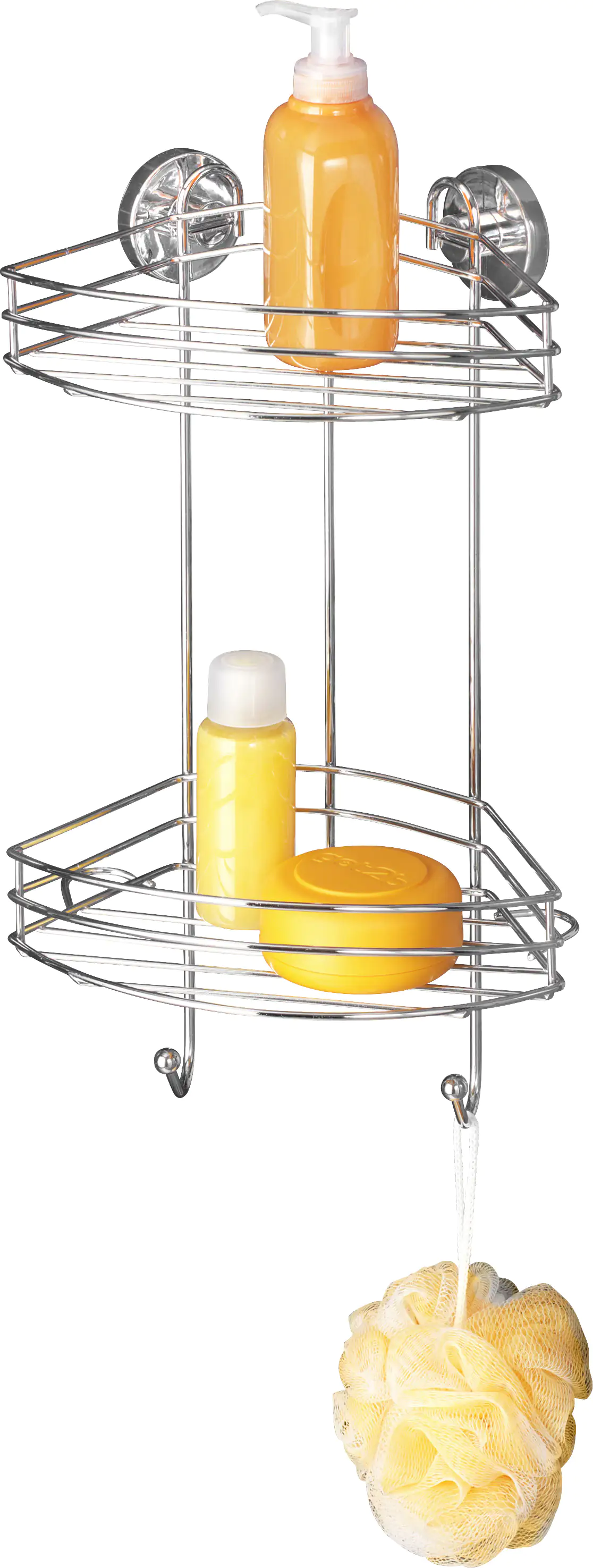 Wenko Eckduschkorb Vacuum-Loc Stahl, chrom, 2 Ablagen