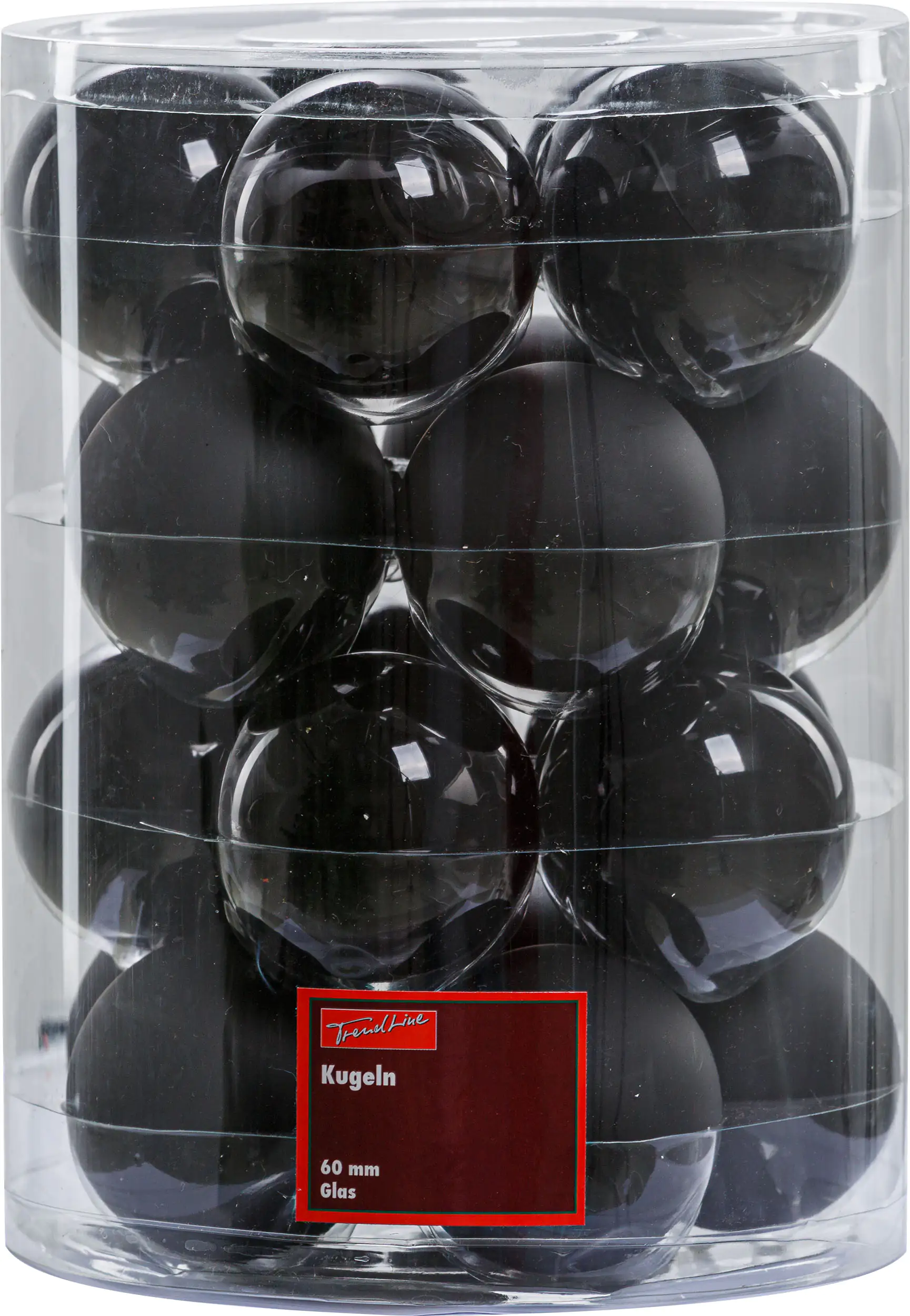 2076601553380_01 TrendLine Weihnachtskugeln aus Glas Ø 6,0 cm schwarz 20 Stück