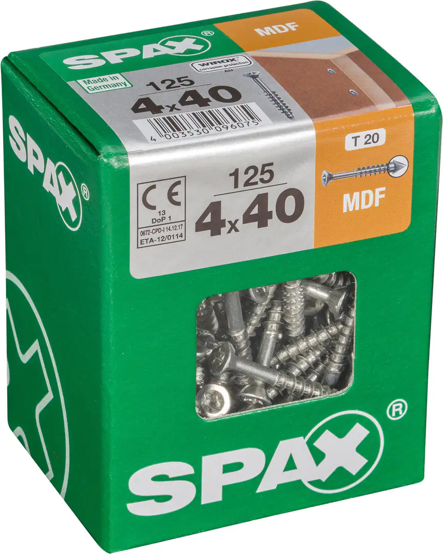 Spax Faserplattenschrauben 4.0 x 40 mm TX 15 - 125 Stk.