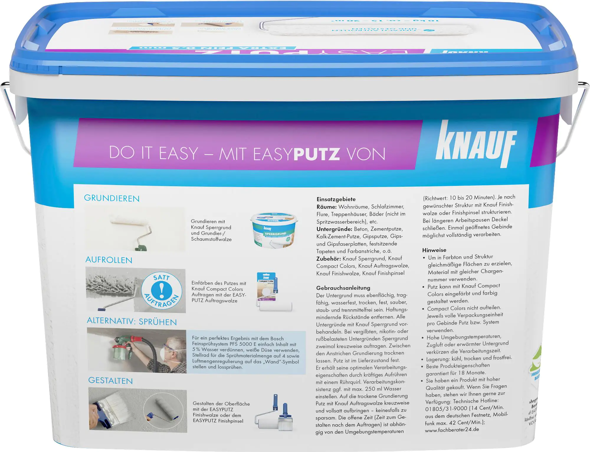 Knauf EasyPutz Streichputz 10 kg 0,5 mm extra fein schneeweiß Knauf EasyPutz Streichputz 10 kg 0,5 mm extra fein schneeweiß