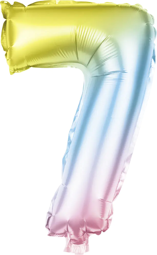 Folienballon Zahl 7 bunt 100 cm