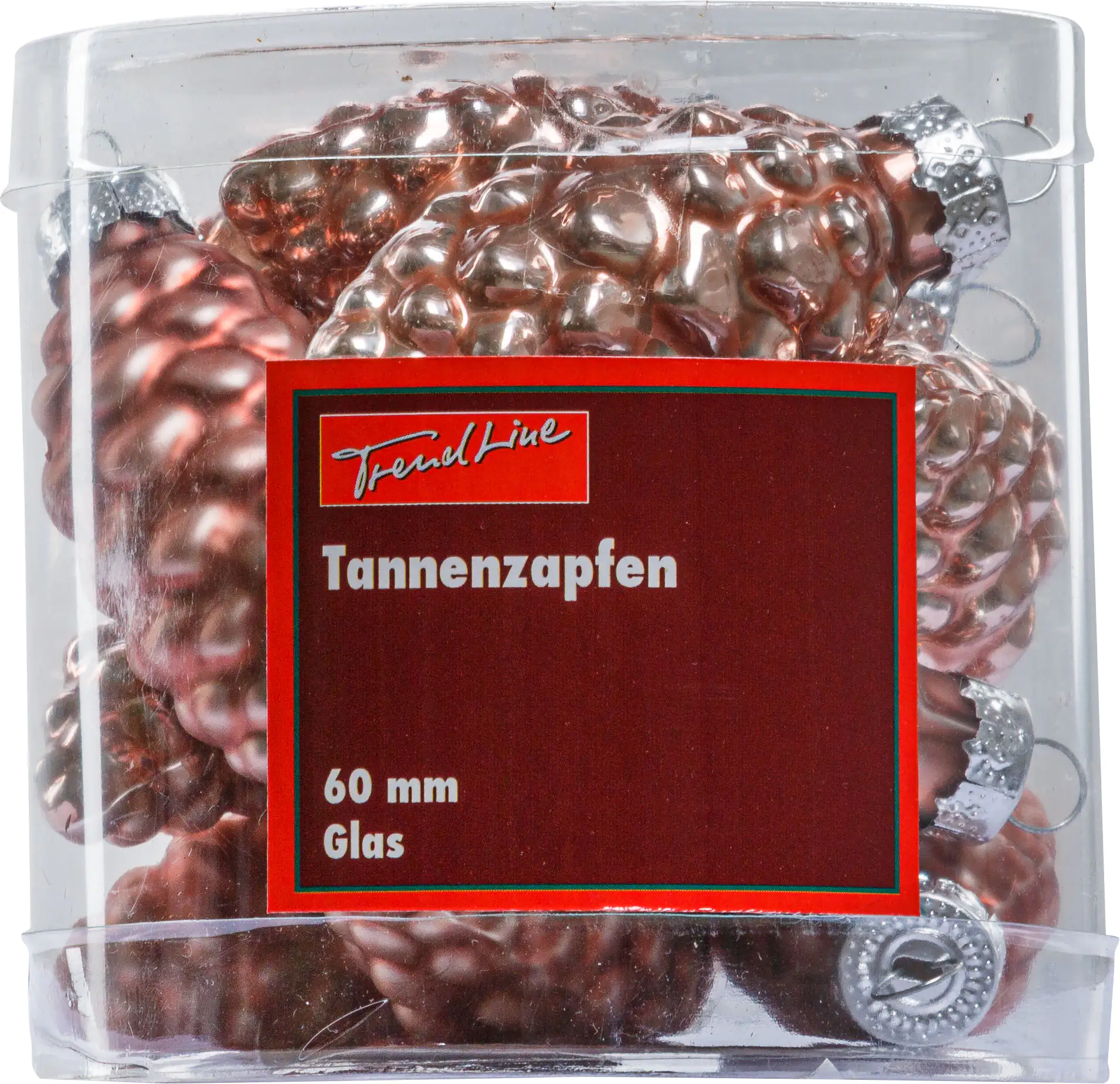2076601538608_01 TrendLine Glas-Tannenzapfen 6 cm, marmor pink, 12 Stück