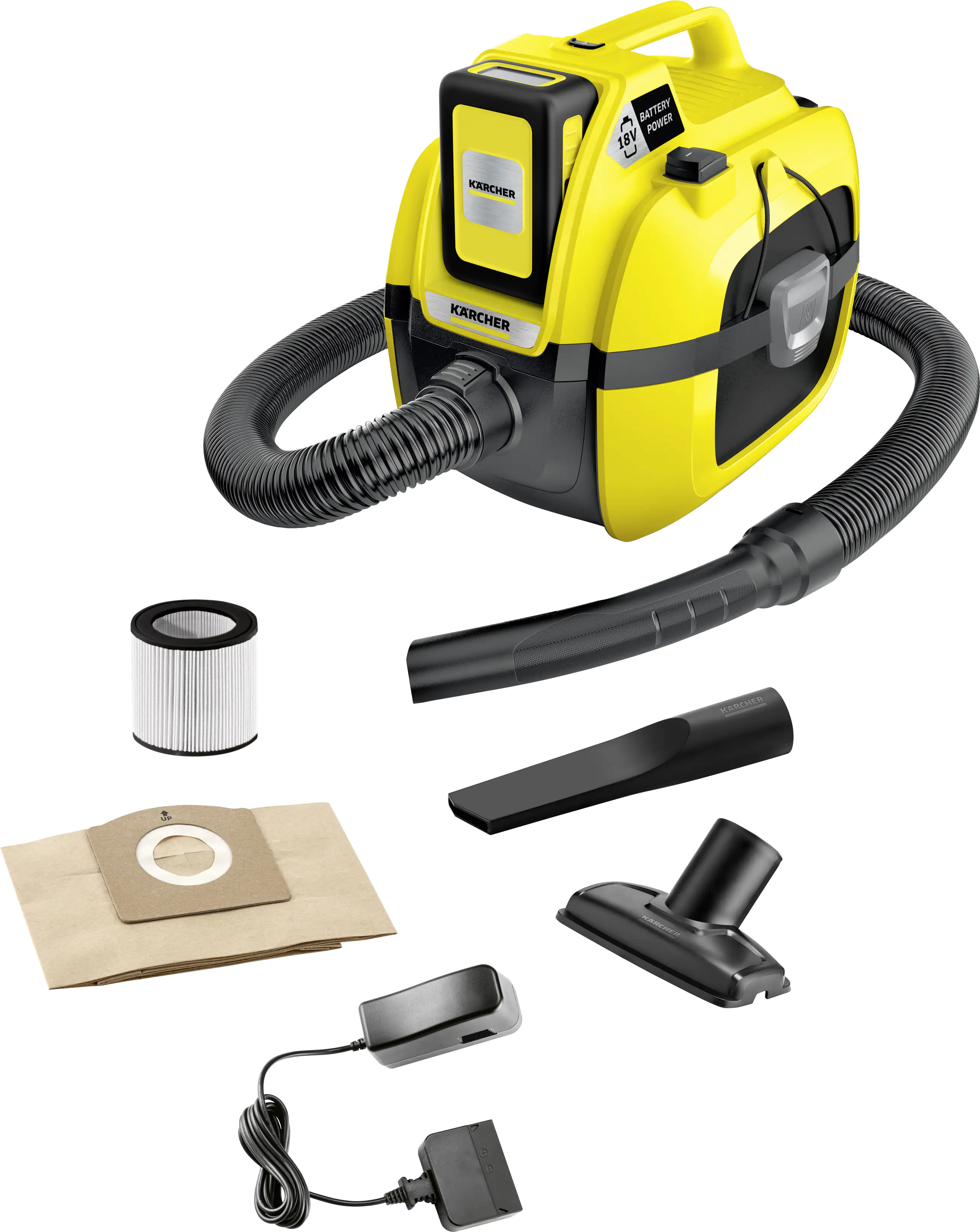 Kärcher Akku-Nass-Trockensauger WD 1 18 V 2,5 Ah 7 l, Kunststoff Kärcher Akku-Nass-Trockensauger WD 1 18 V 2,5 Ah 7 l, Kunststoff