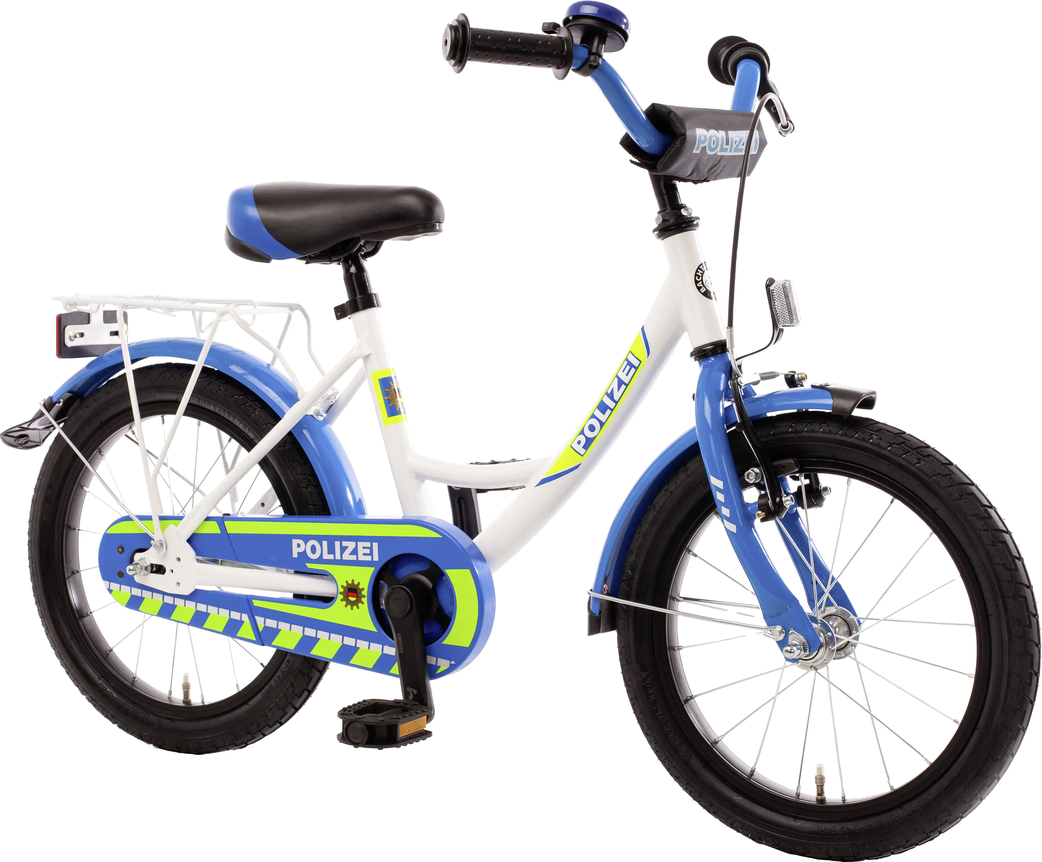 Bachtenkirch Kinderfahrrad Polizei 16 Zoll kristallweiß/blau/neon