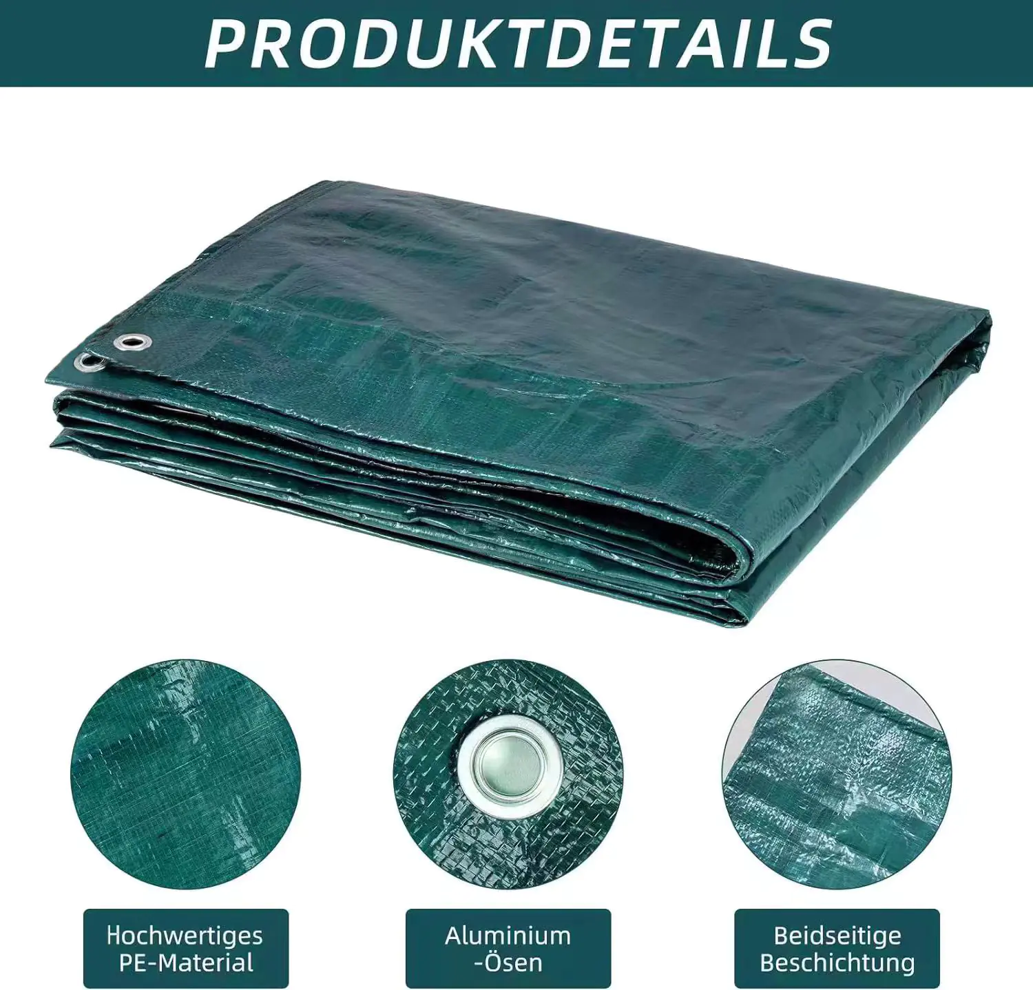 TrendLine Gewebeplane 110 g/m² 2 x 3 m = 6 m² grün mit Ösen