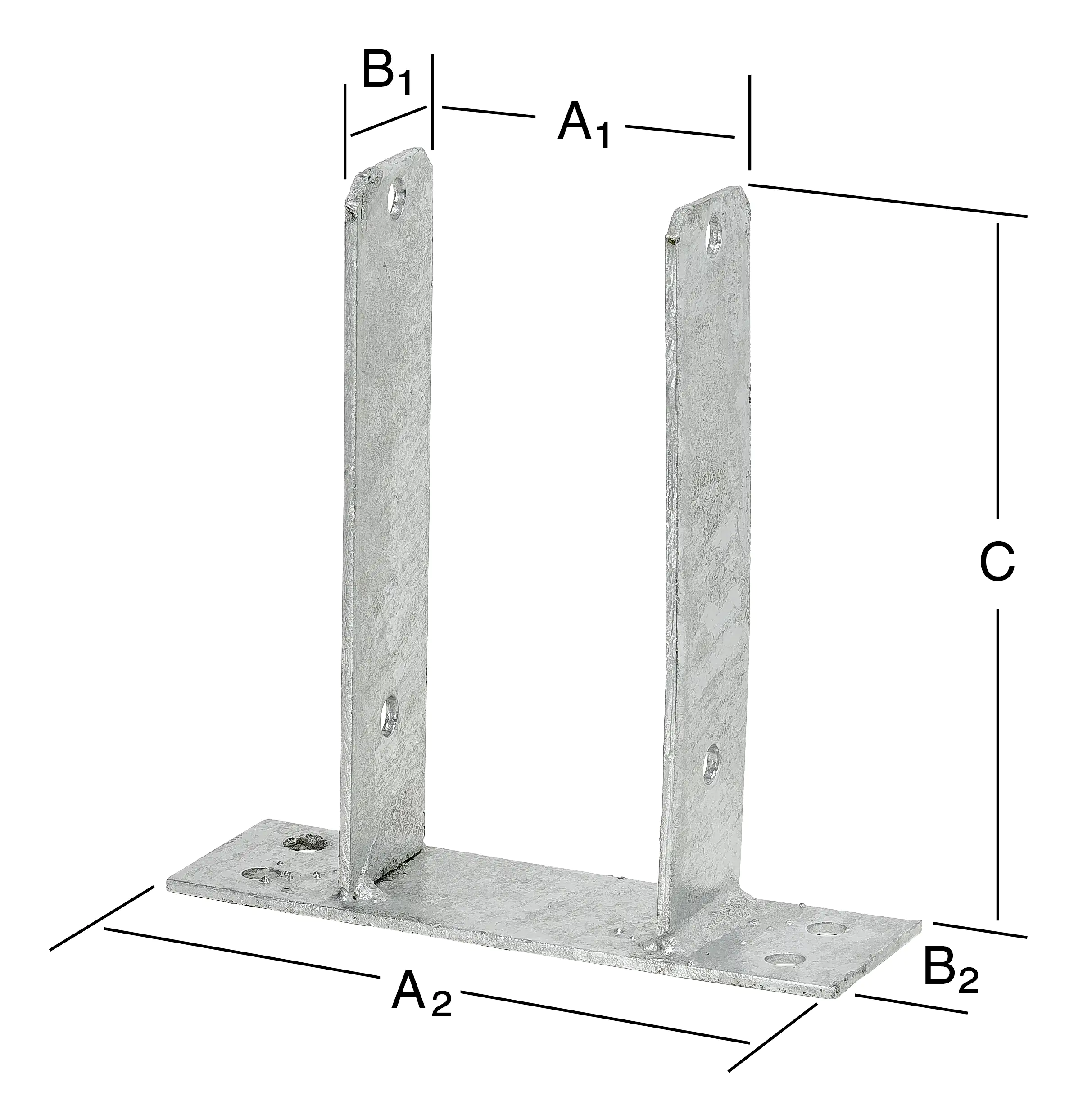Vormann Schwere Stützenschuhe feuerverzinkt 91/180 x 50/60 x 200 mm