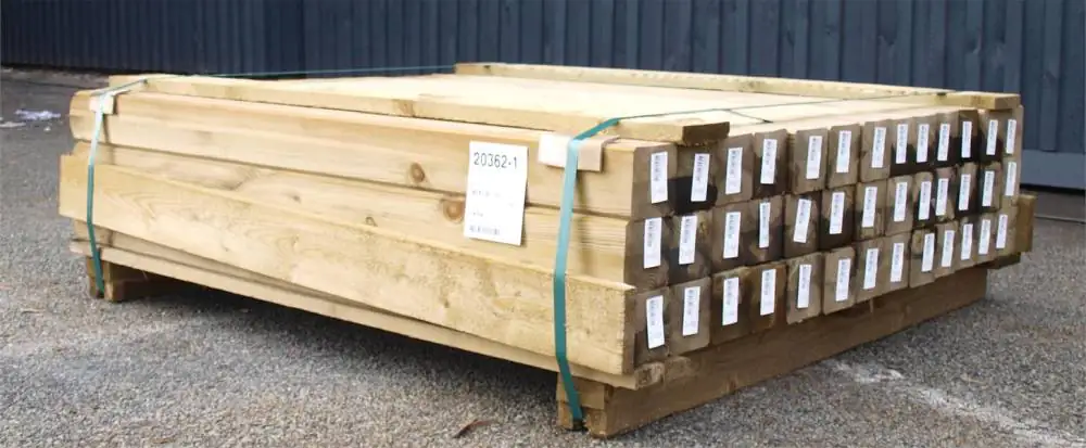 Plus Leimholzpfosten 128 cm 90 x 90 mm druckimprägniert Kopf gerundet