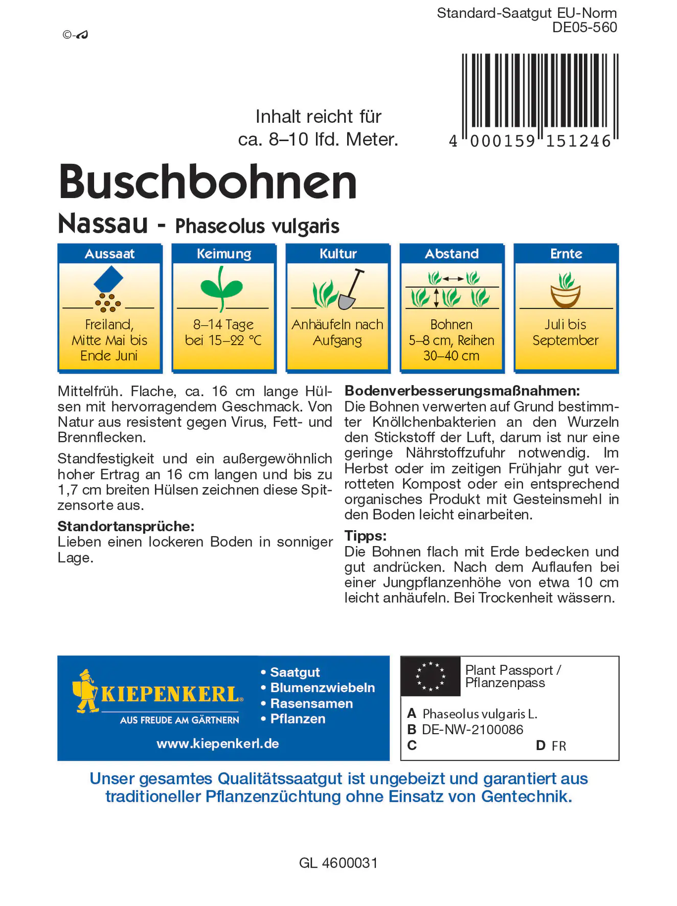 Kiepenkerl Buschbohne Nassau