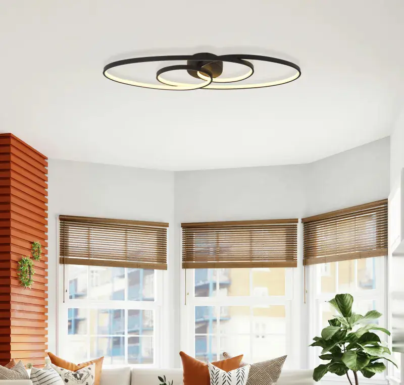 Globo Deckenleuchte Spira 85 x 30 cm L x B schwarz warmweiß