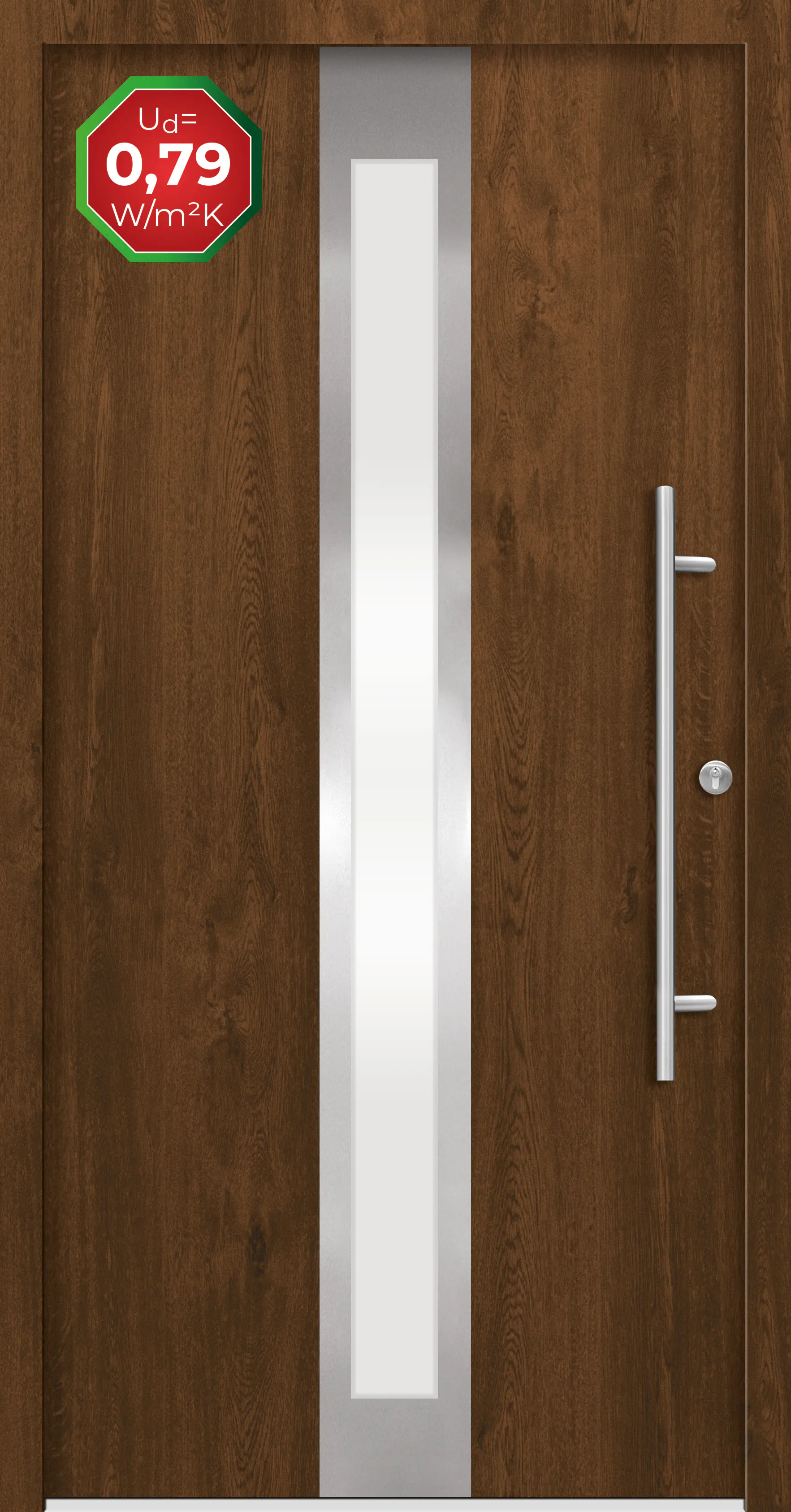 Splendoor Haustür Passivedoor Premium B01 Nussbaum DIN Rechts 110 x 210 cm
