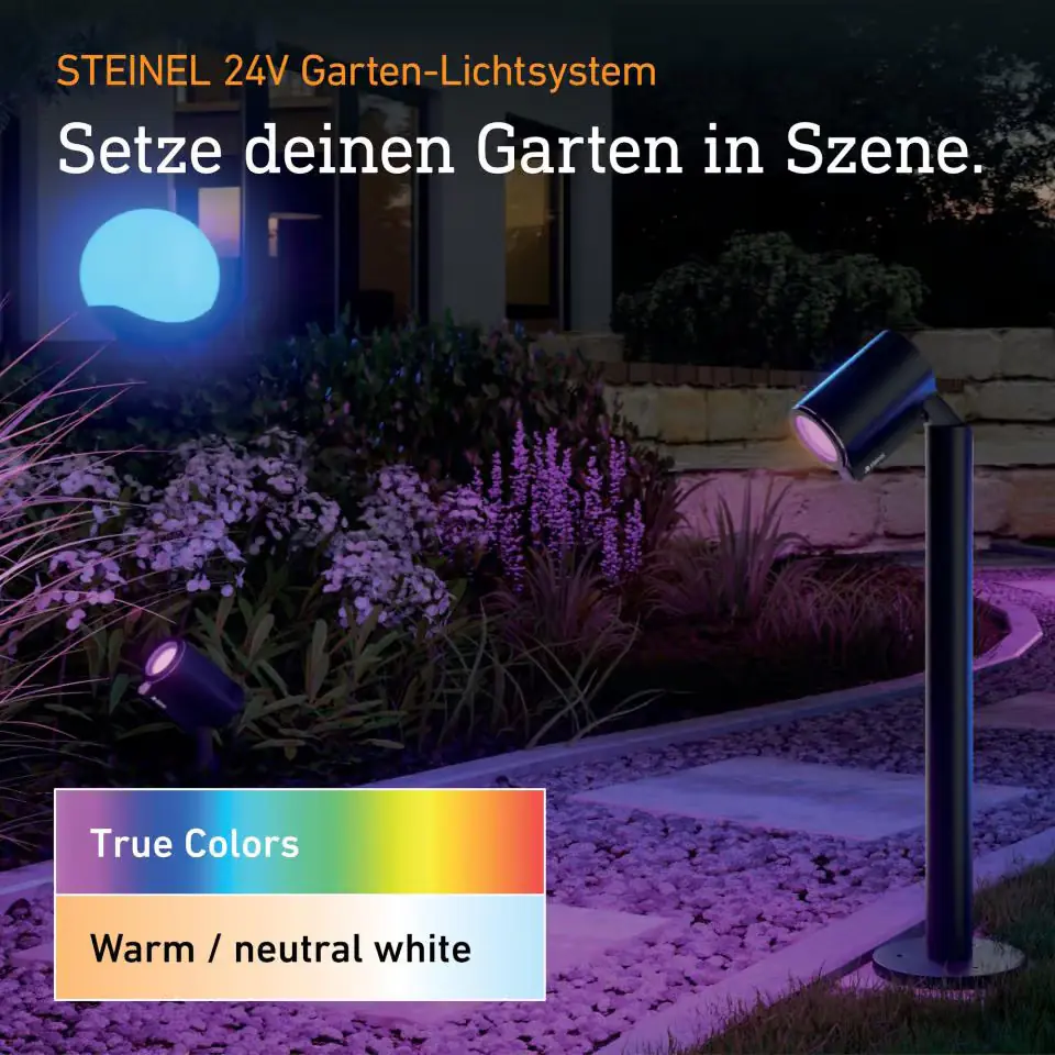Steinel LED Strahler Spot Garden 24V schwenkbar + Bewegungssensor warmweiß-neutralweiß anthrazit