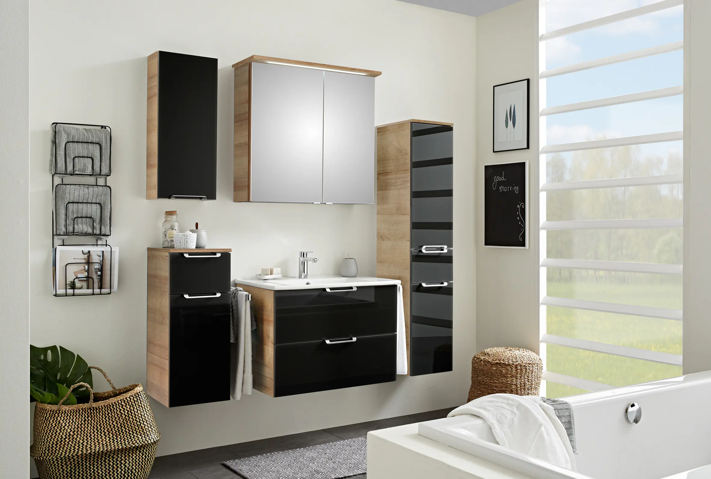 Pelipal Spiegelschrank Münster mit LED Beleuchtung eiche 72 x 71,6 cm